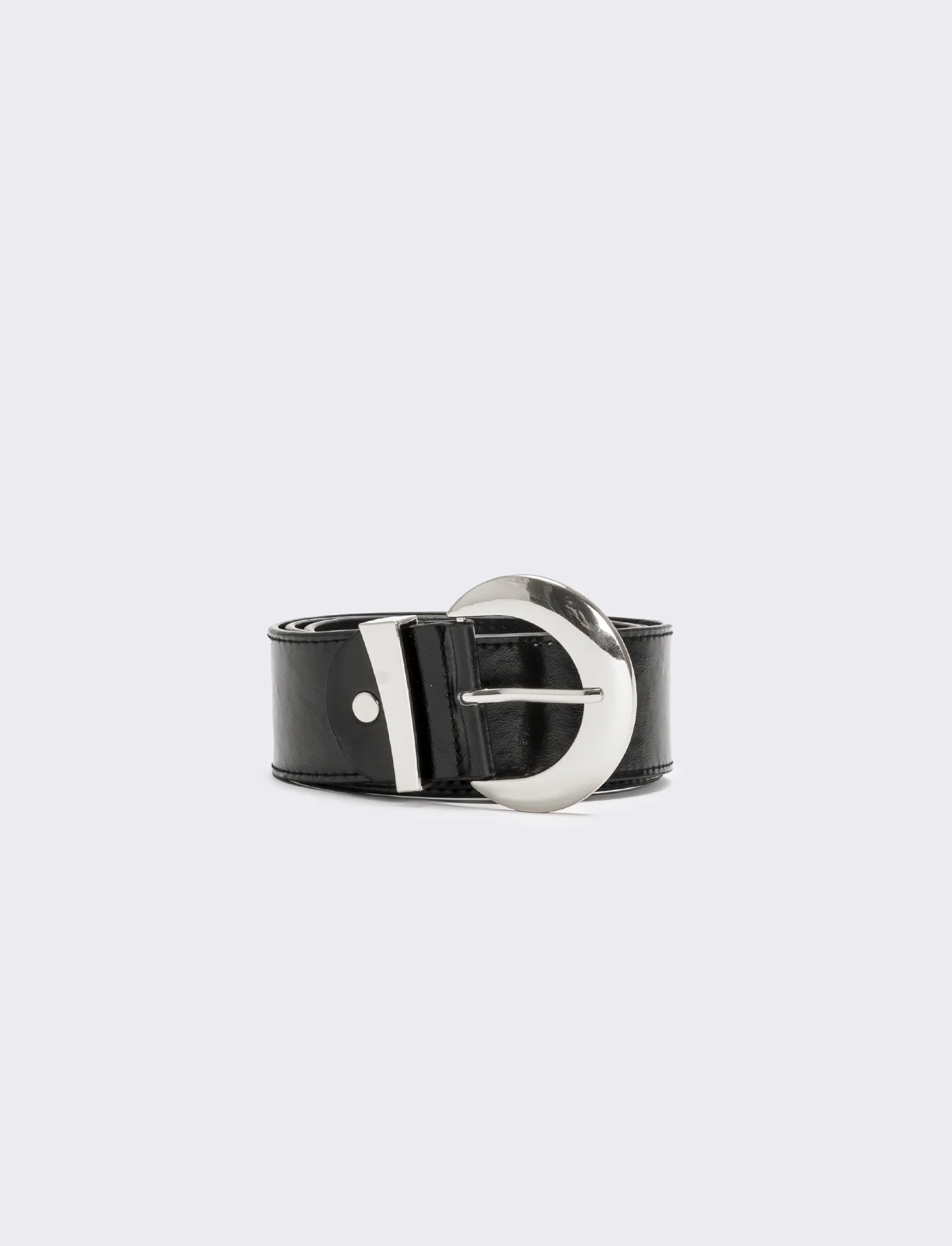 Cintura donna passante asimmetrico h 5 cm - Nero-argento