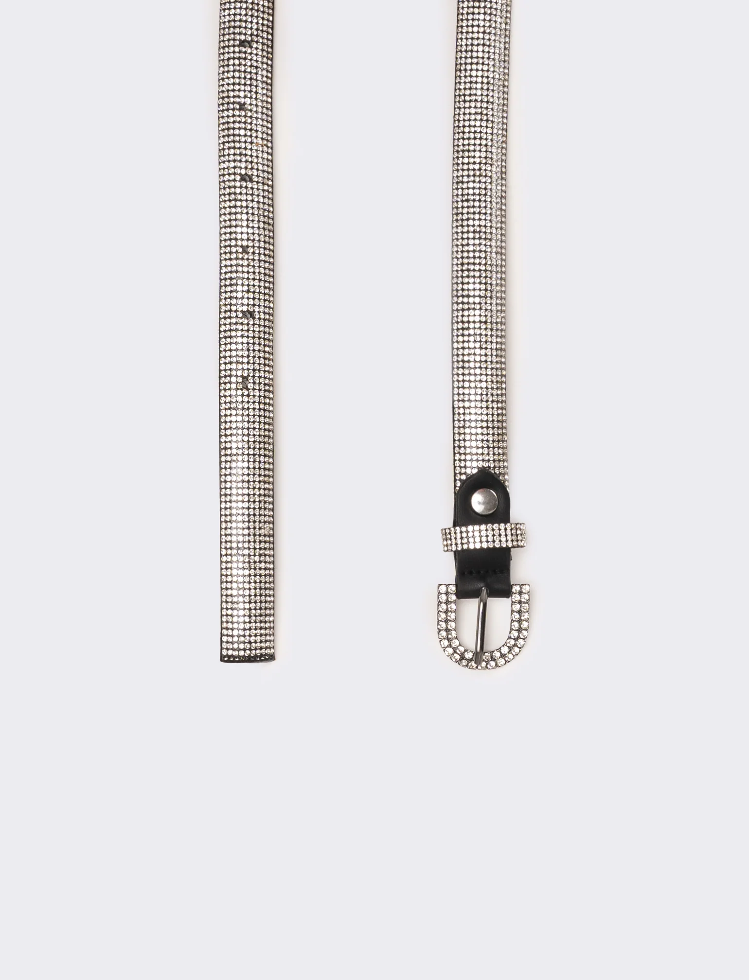 Cintura donna sottile con strass - Argento - Image 2