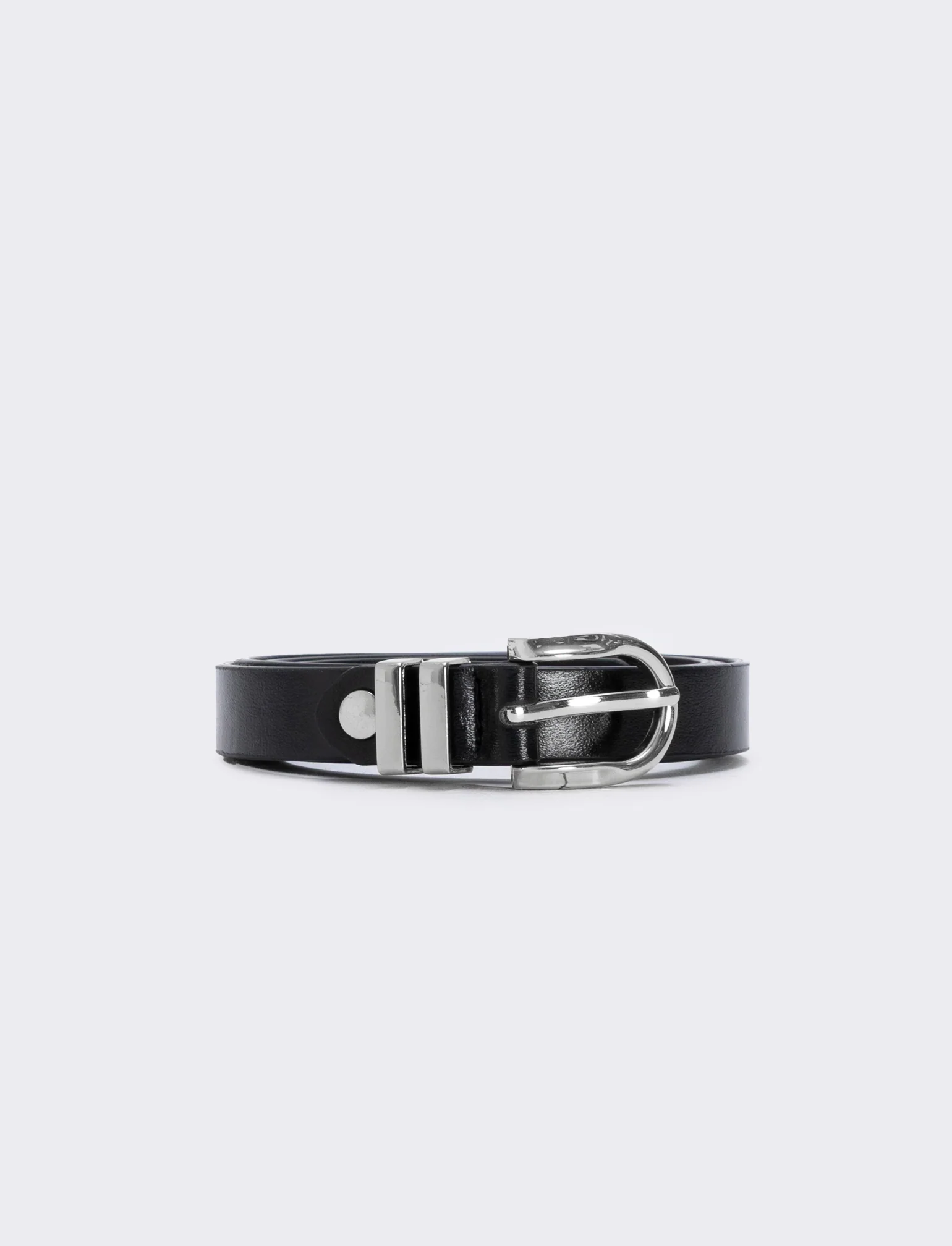 Cintura doppio passante in metallo 1,5 cm - Nero-argento