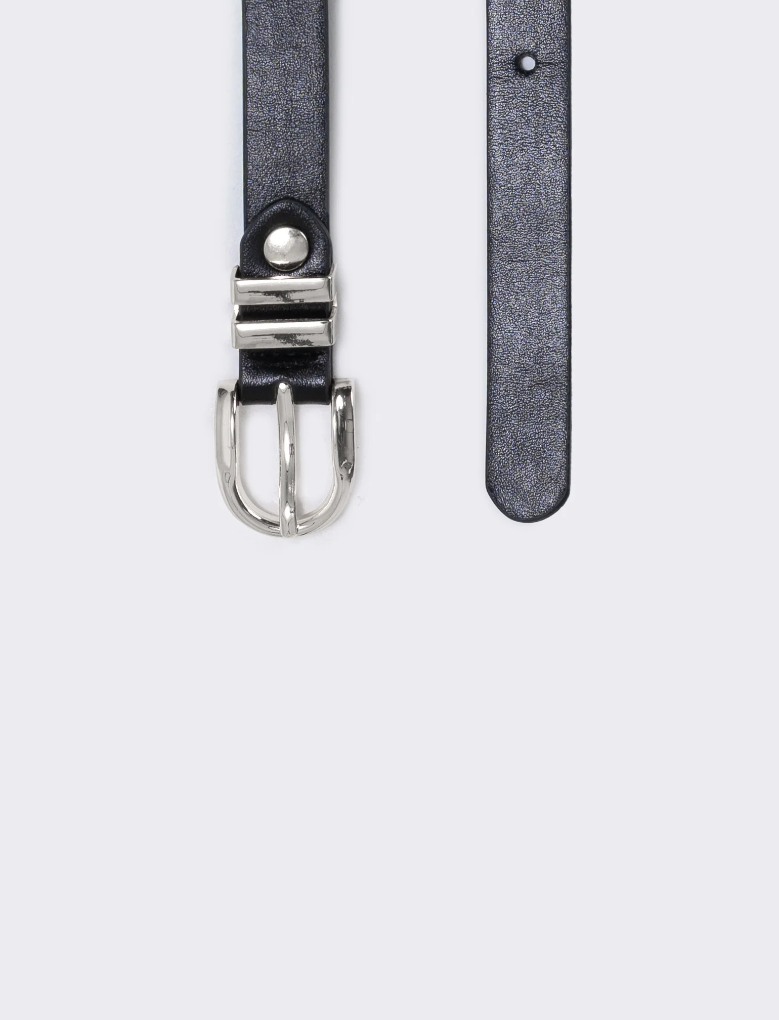 Cintura doppio passante in metallo 1,5 cm - Nero-argento - Image 2
