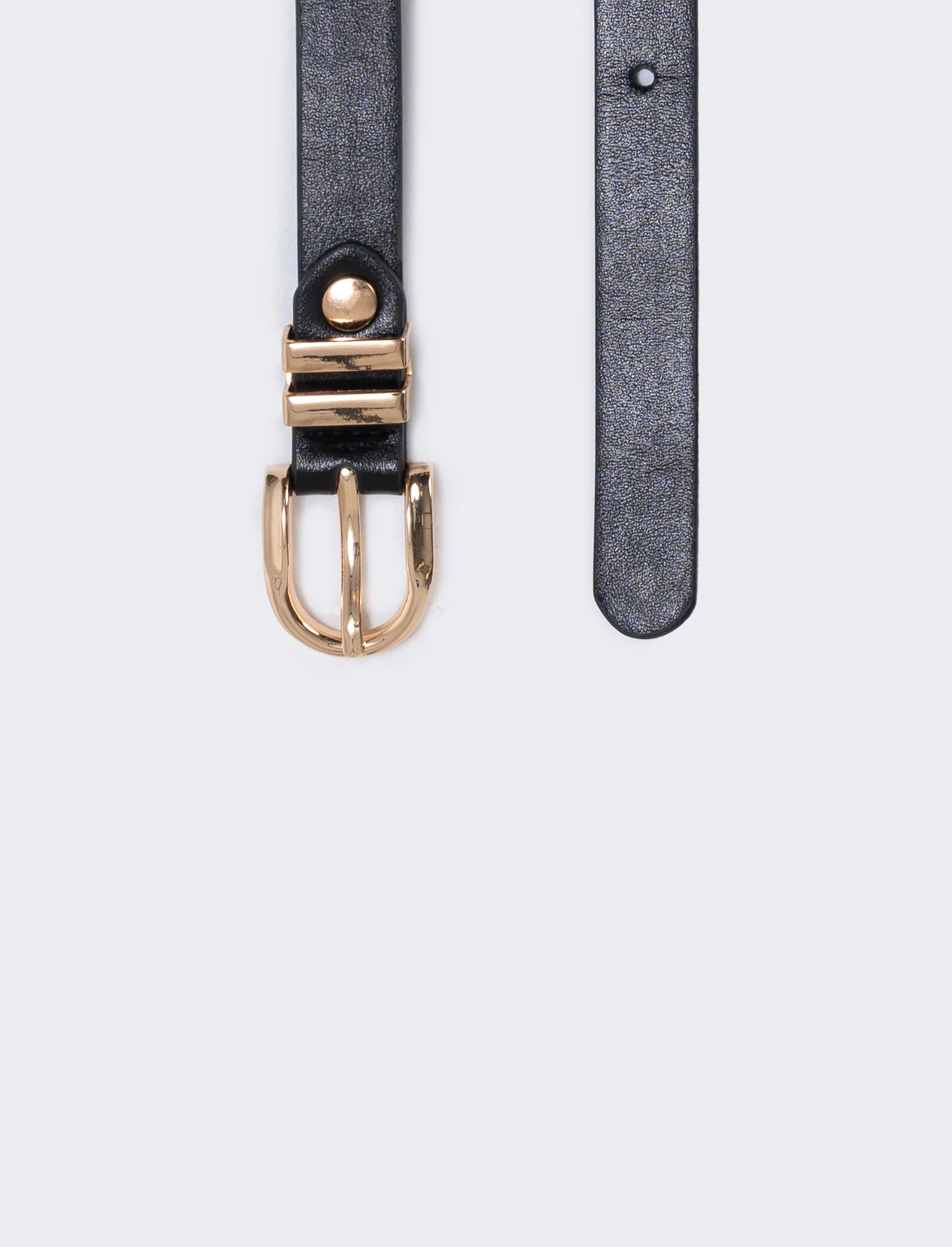 Cintura doppio passante in metallo 1,5 cm - Nero-oro - Image 2
