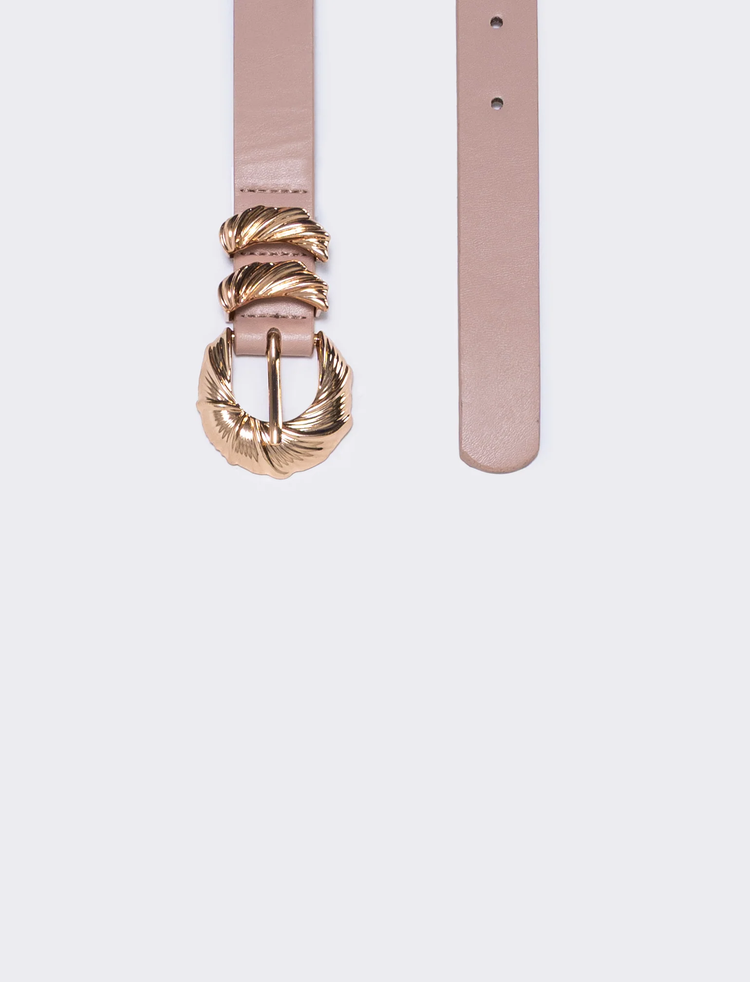 Cintura doppio passante in metallo - Beige - Image 2