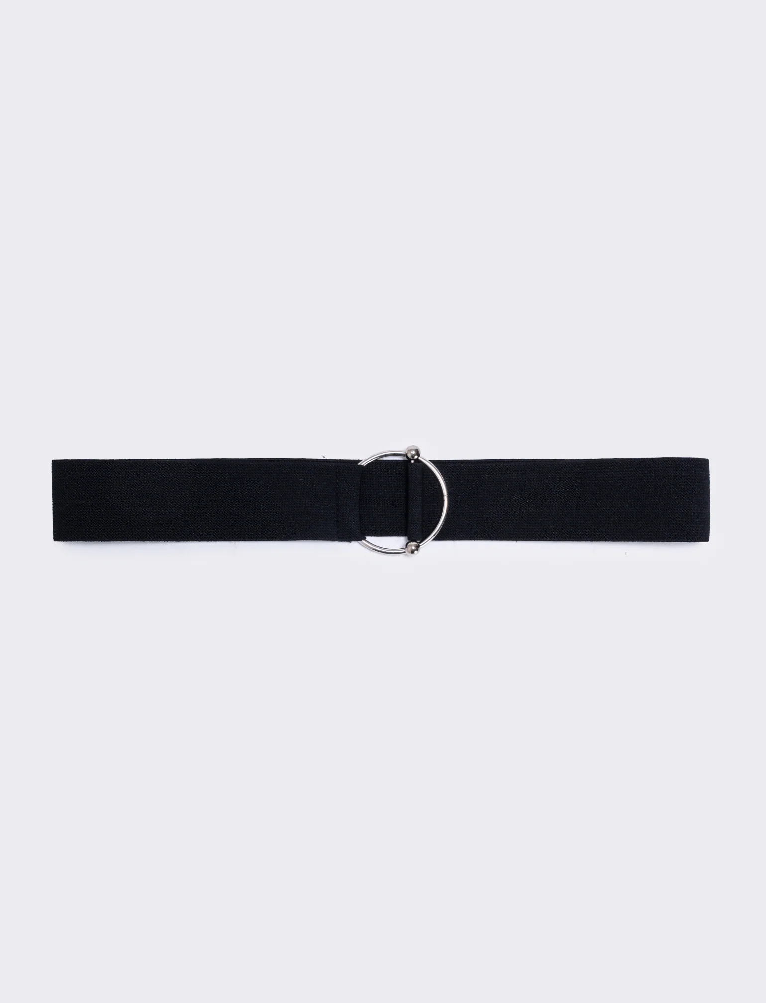 Cintura elastica fibbia rotonda - Nero-argento
