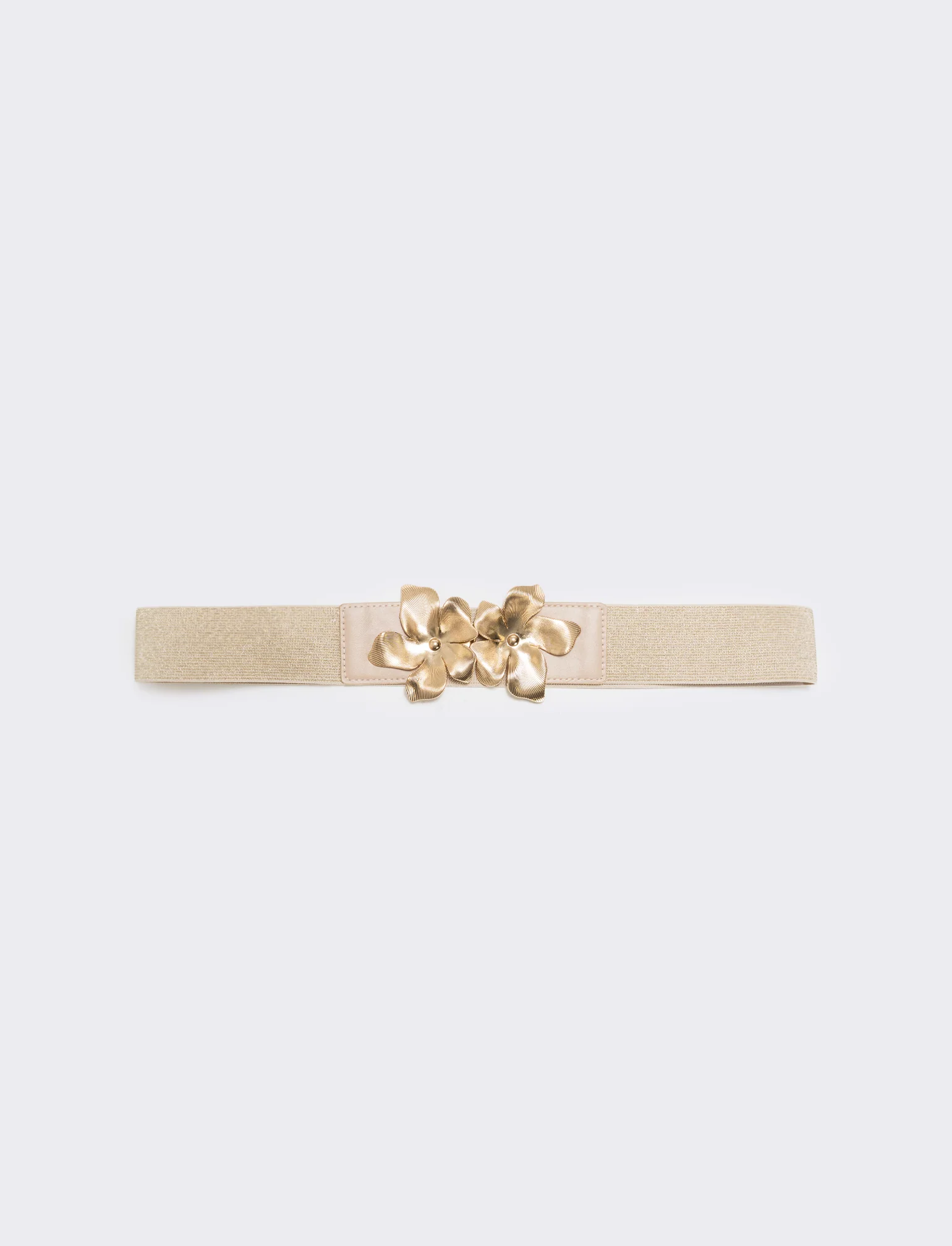 Cintura elastica lurex con fibbia fiore - Oro