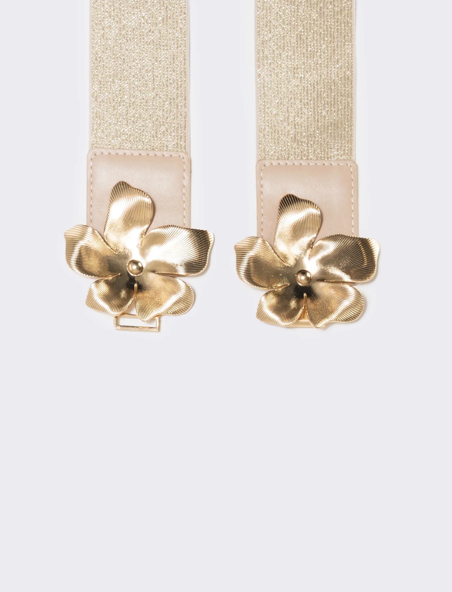 Cintura elastica lurex con fibbia fiore - Oro - Image 2