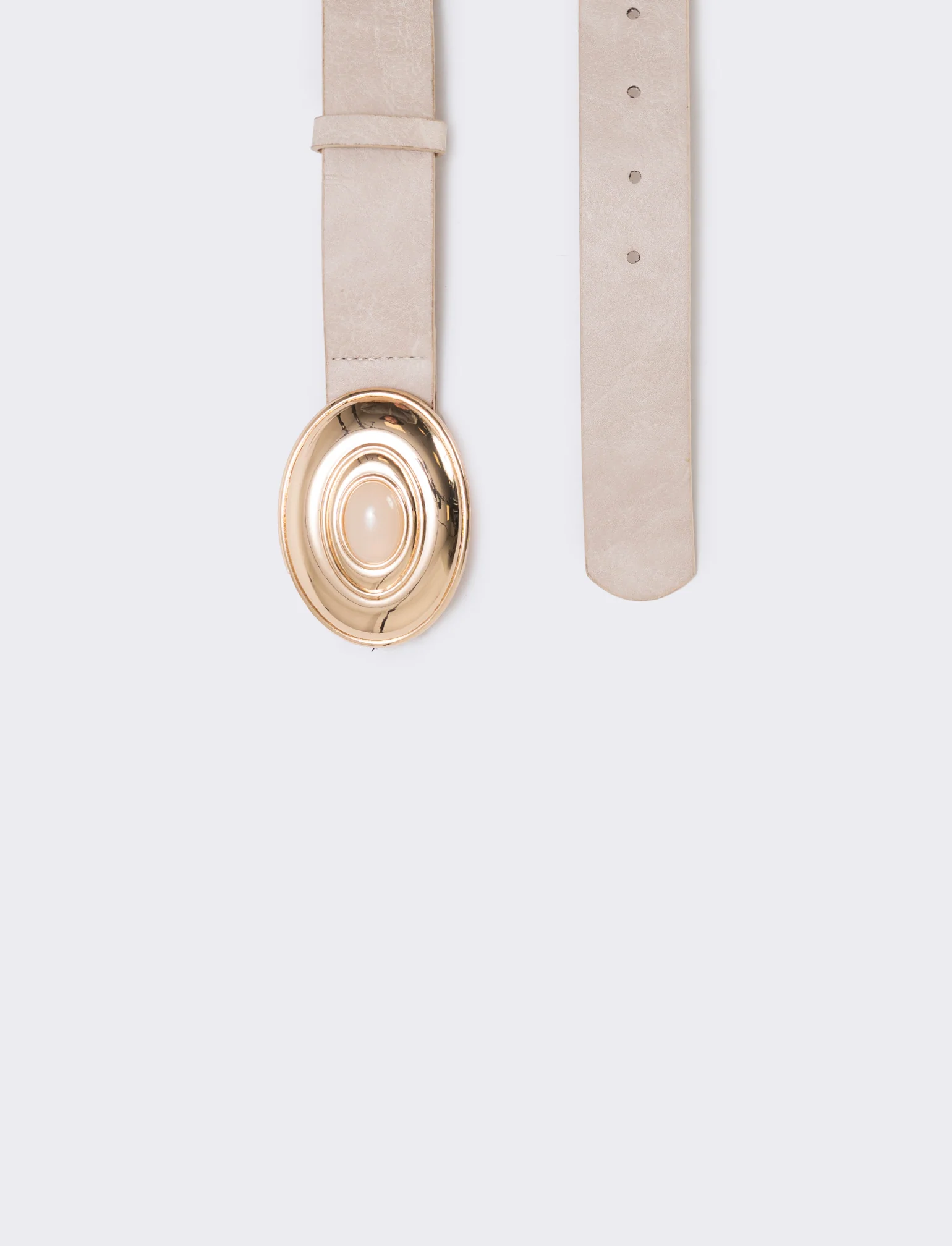 Cintura fibbia ovale con pietra - Beige - Image 2