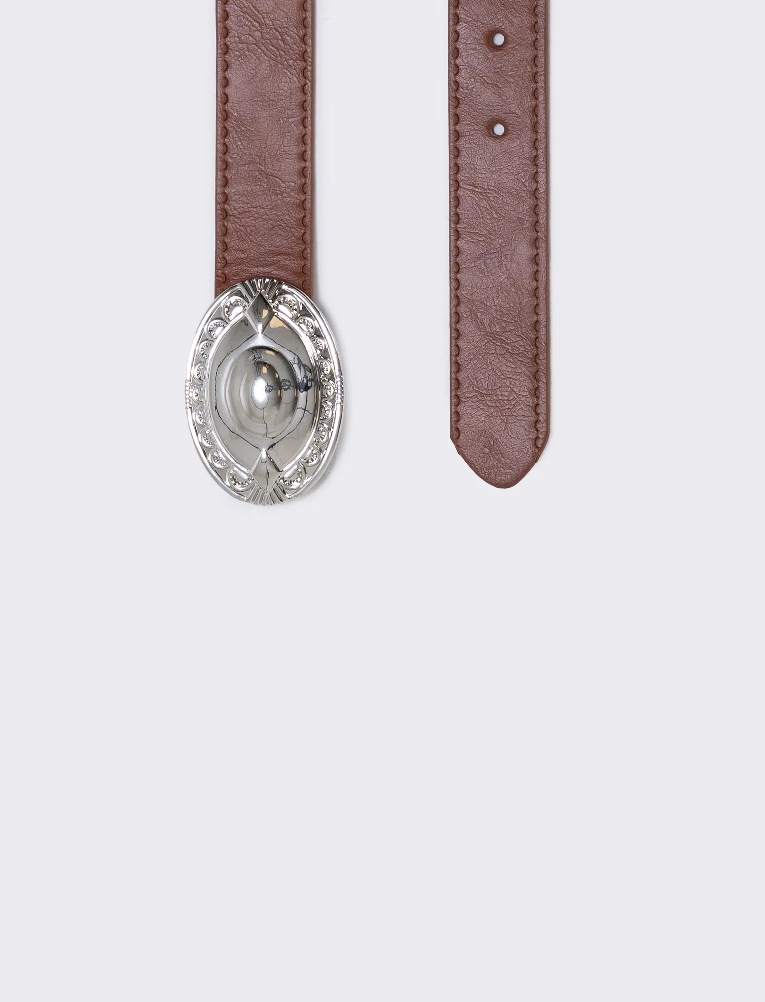 Cintura fibbia ovale stile country - Cuoio - Image 2