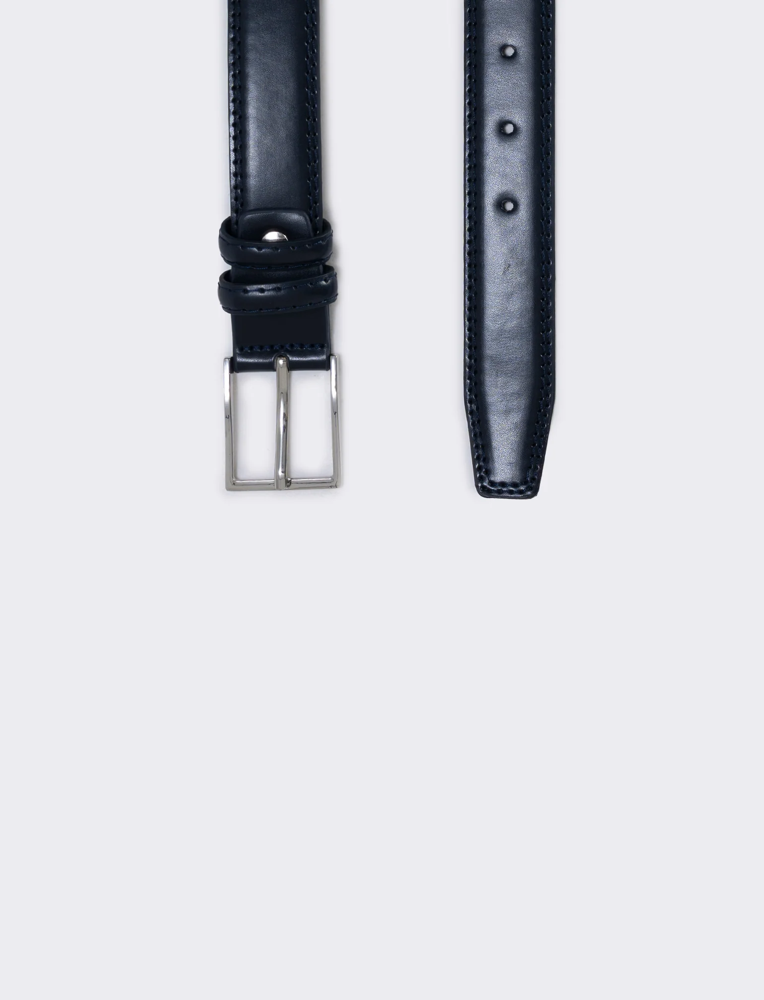 Cintura liscia classica 3,5 cm - Blu - Image 2