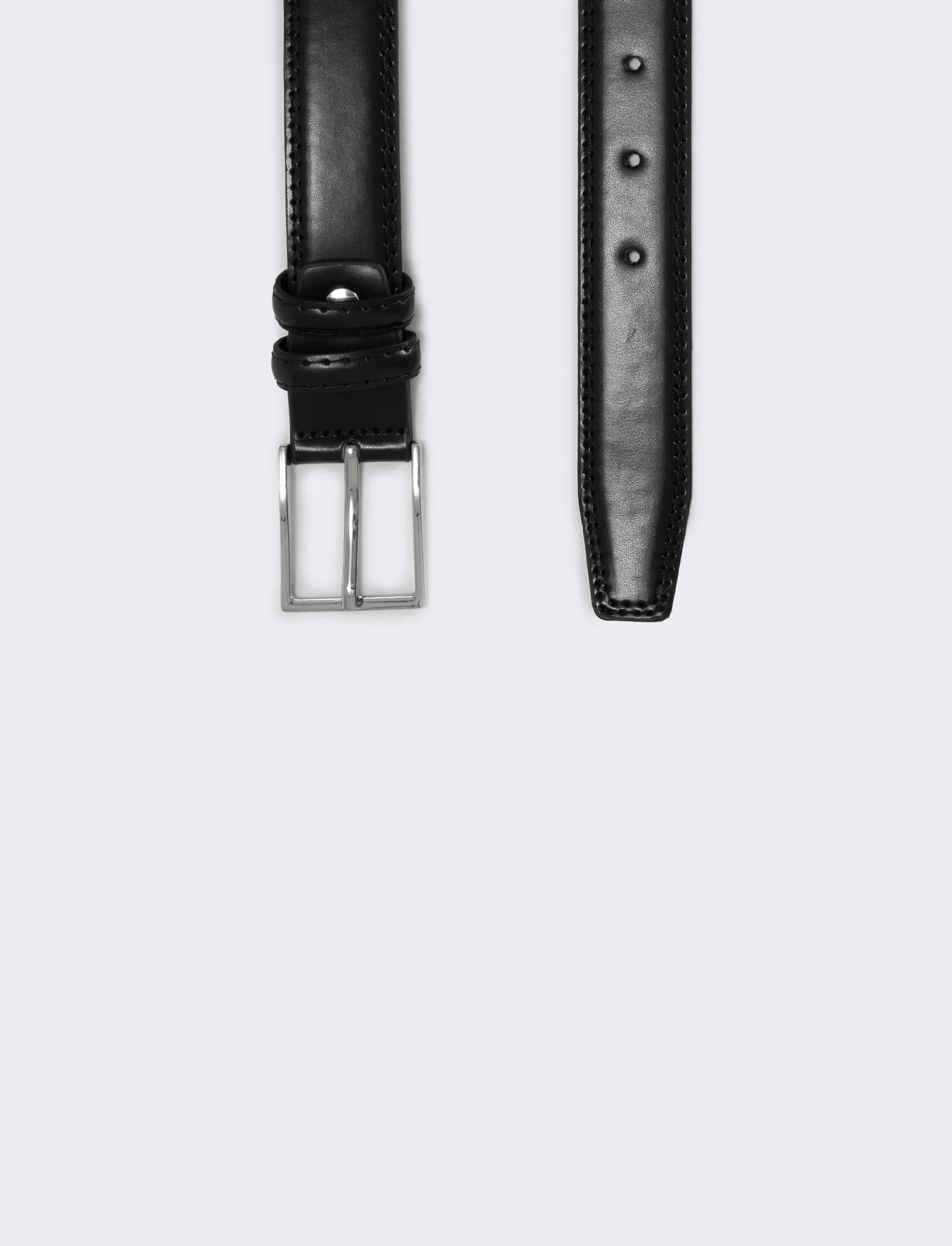 Cintura liscia classica 3,5 cm - Nero - Image 2
