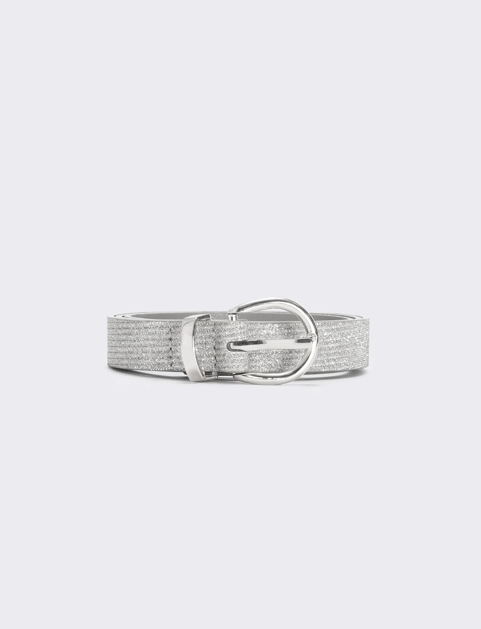 Cintura lurex con passante in metallo - Argento