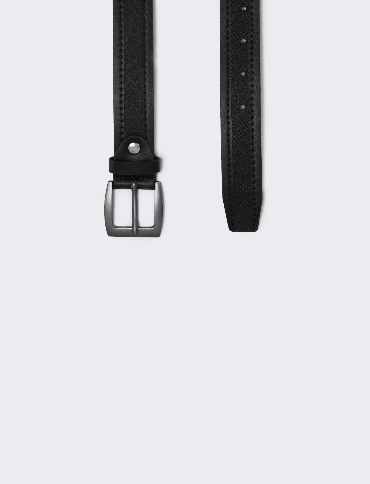 Cintura riga saffiano elegante e versatile - Nero - Image 2