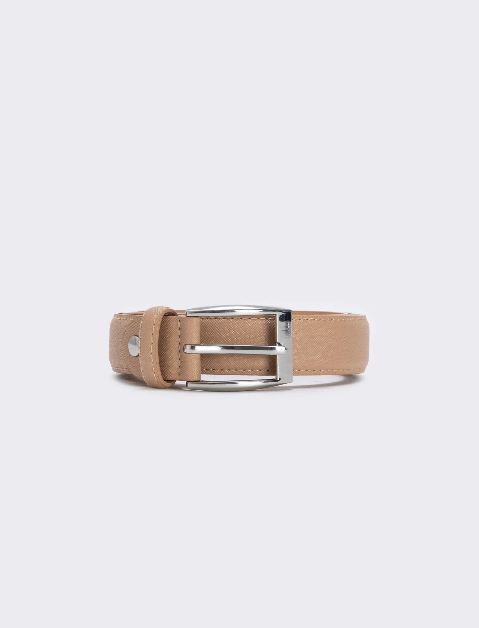 Cintura saffiano uomo elegante e versatile - Beige