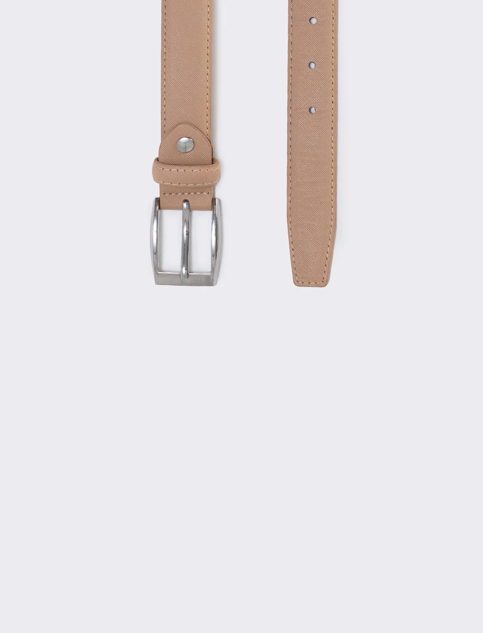 Cintura saffiano uomo elegante e versatile - Beige - Image 2