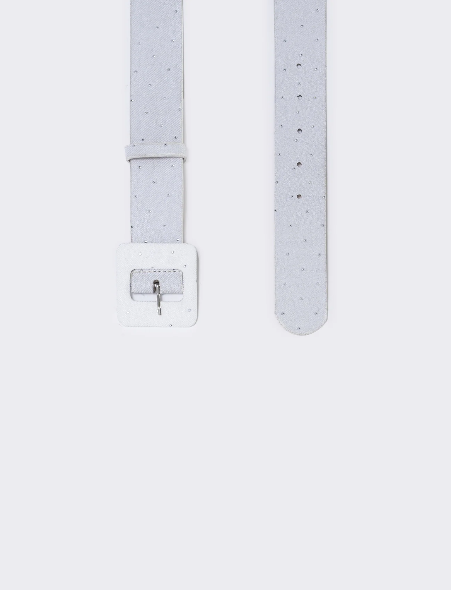 Cintura strass con fibbia quadrata elegante - Bianco - Image 2