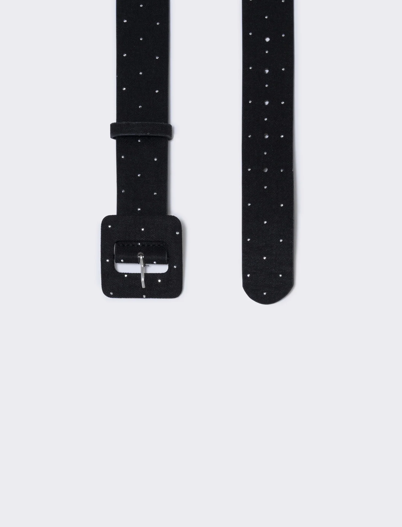Cintura strass con fibbia quadrata elegante - Nero - Image 2