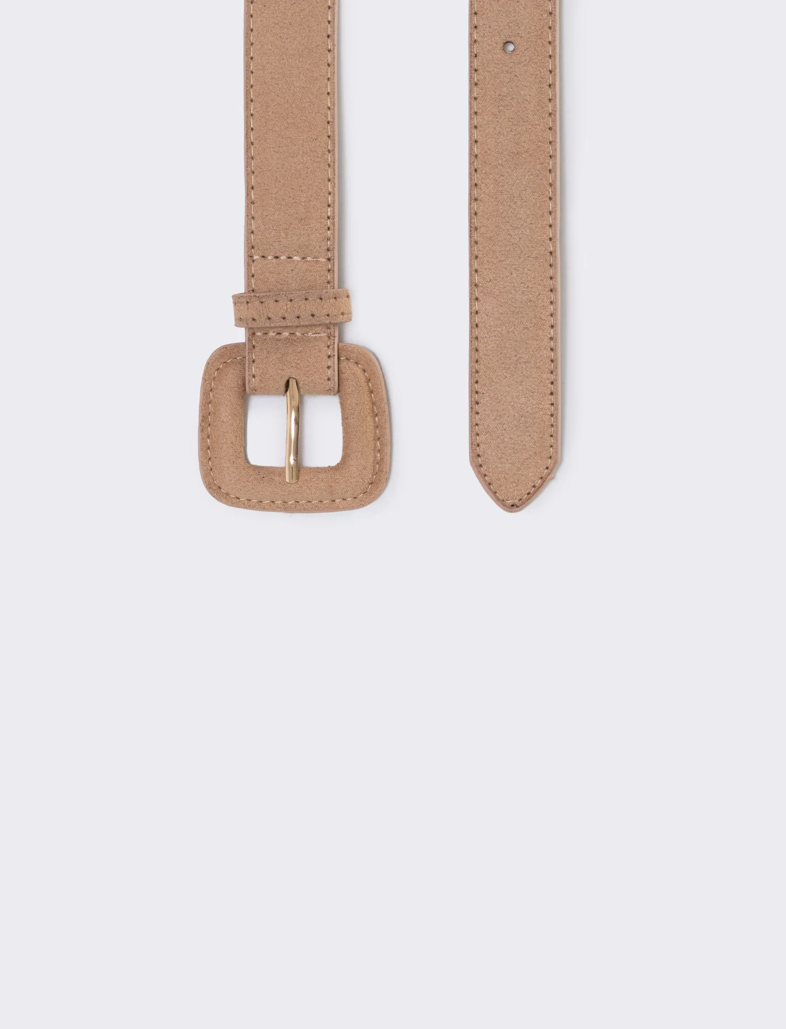 Cintura suede con fibbia quadrata elegante - Beige - Image 2