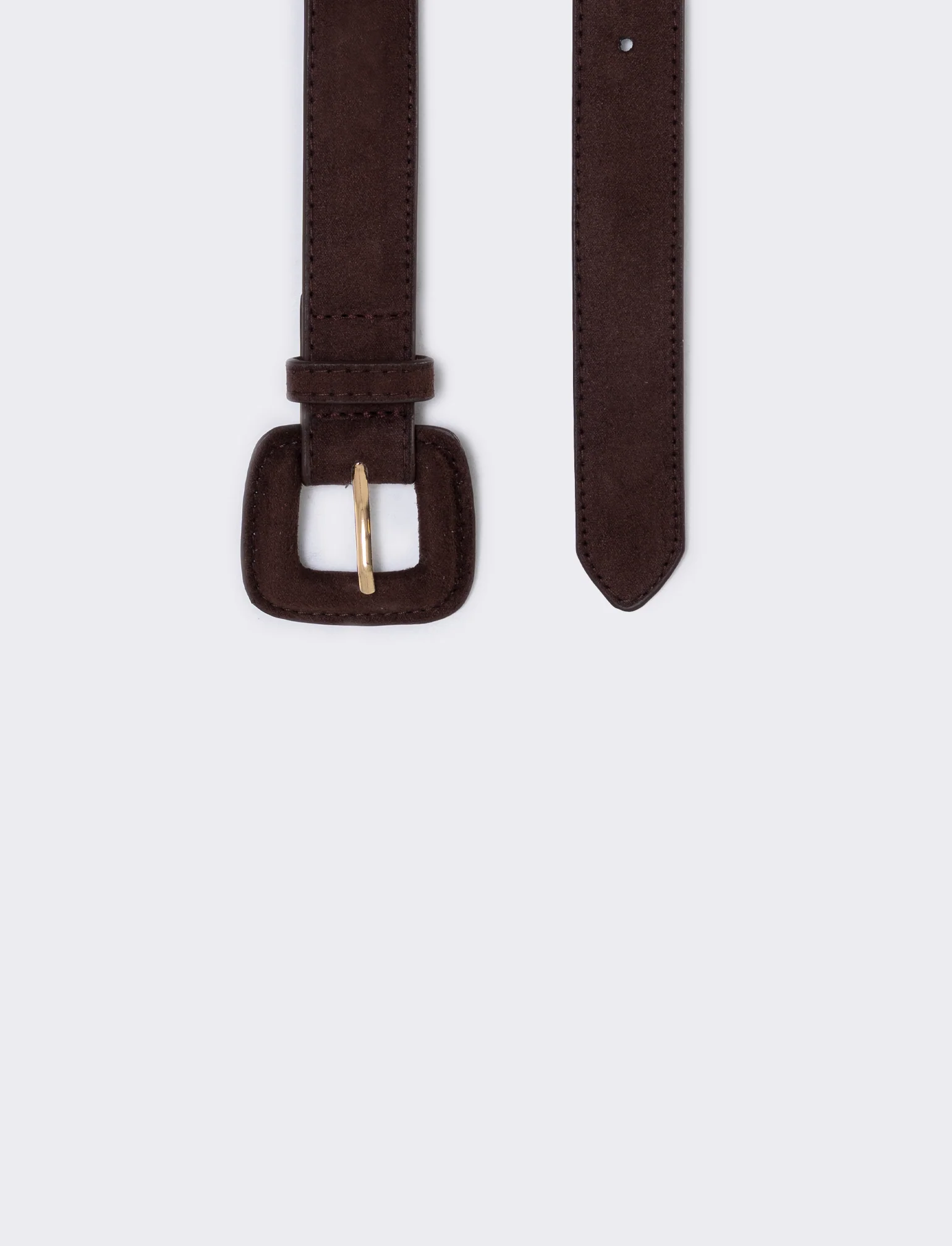 Cintura suede con fibbia quadrata elegante - Marrone - Image 2