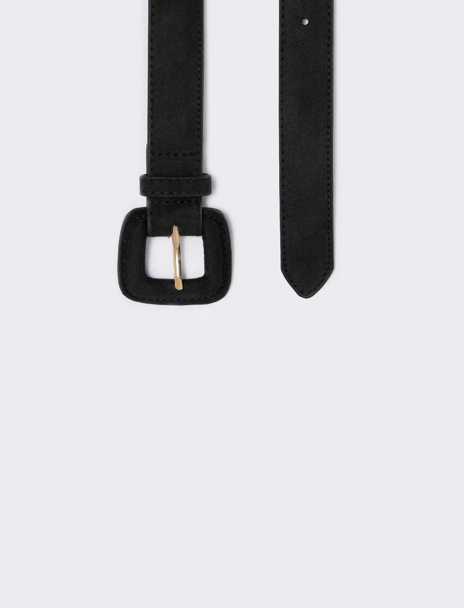 Cintura suede con fibbia quadrata elegante - Nero - Image 2