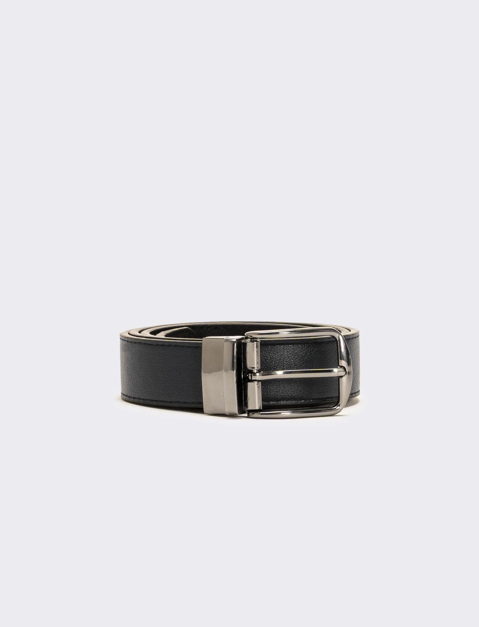 Cintura uomo double face saffiano e liscia - Blu-nero - Image 3