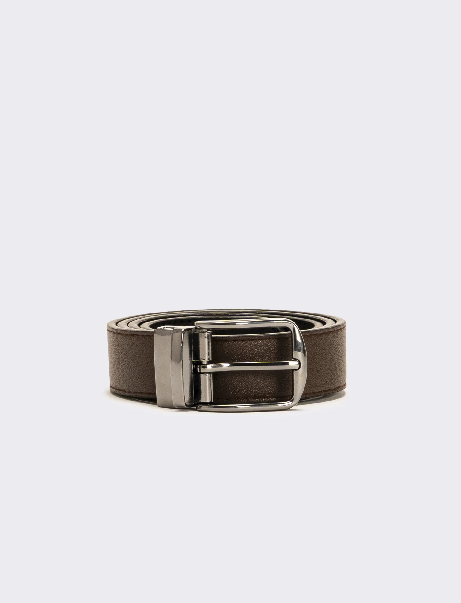 Cintura uomo double face saffiano e liscia - Moro - Image 3