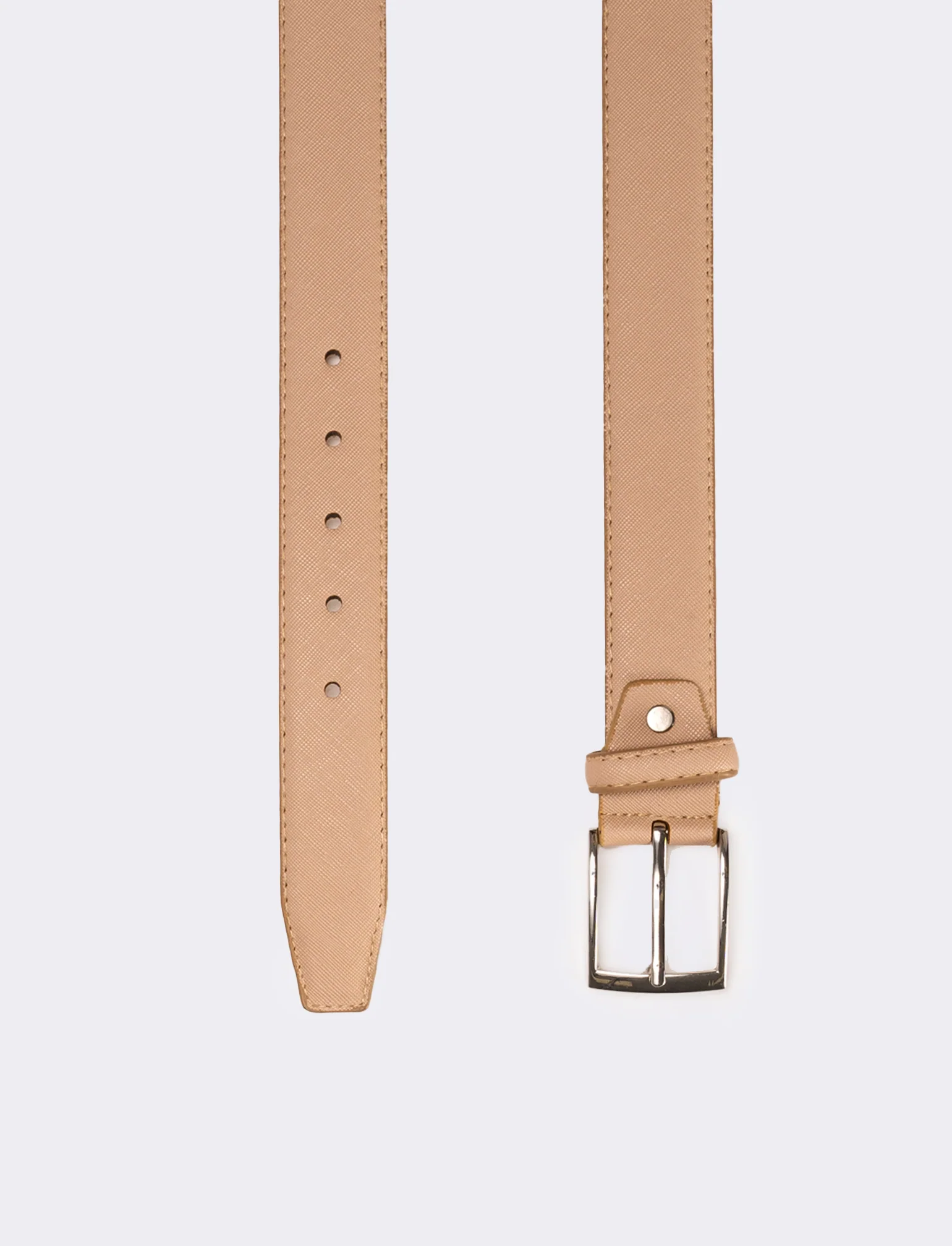 Cintura uomo in saffiano opaco - Beige - Image 2