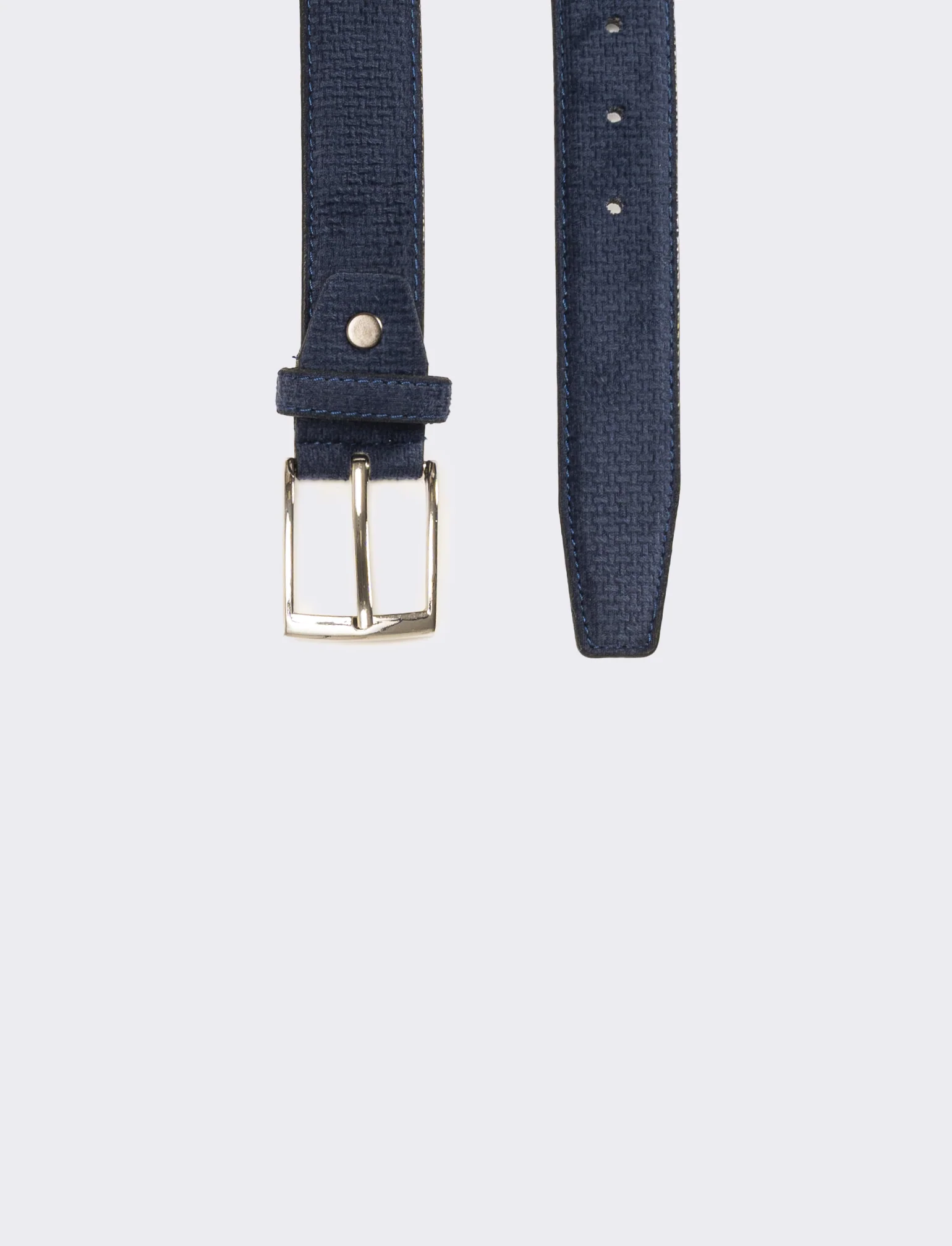 Cintura uomo in tessuto velvet h 3,5 cm - Blu - Image 2