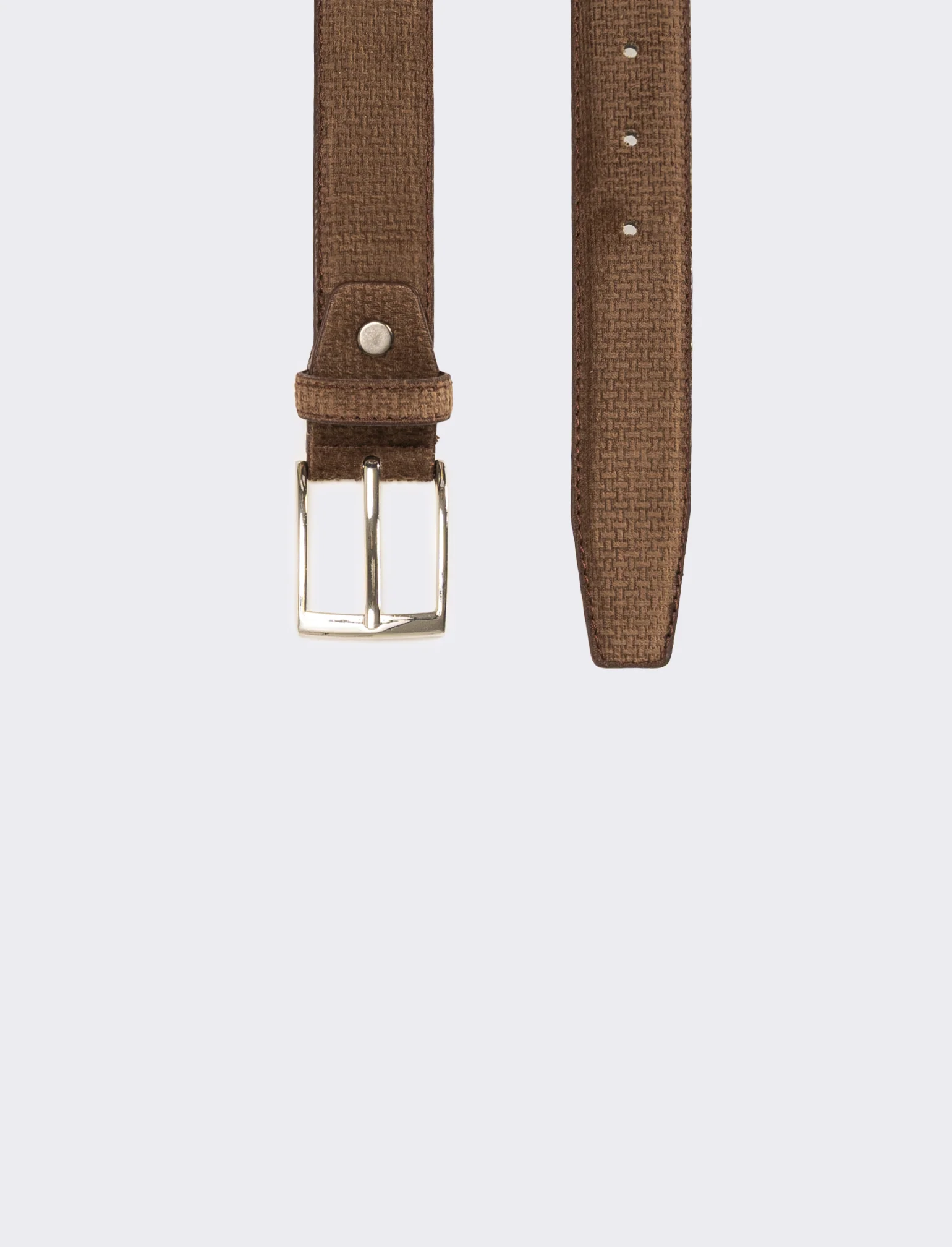 Cintura uomo in tessuto velvet h 3,5 cm - Marrone - Image 2
