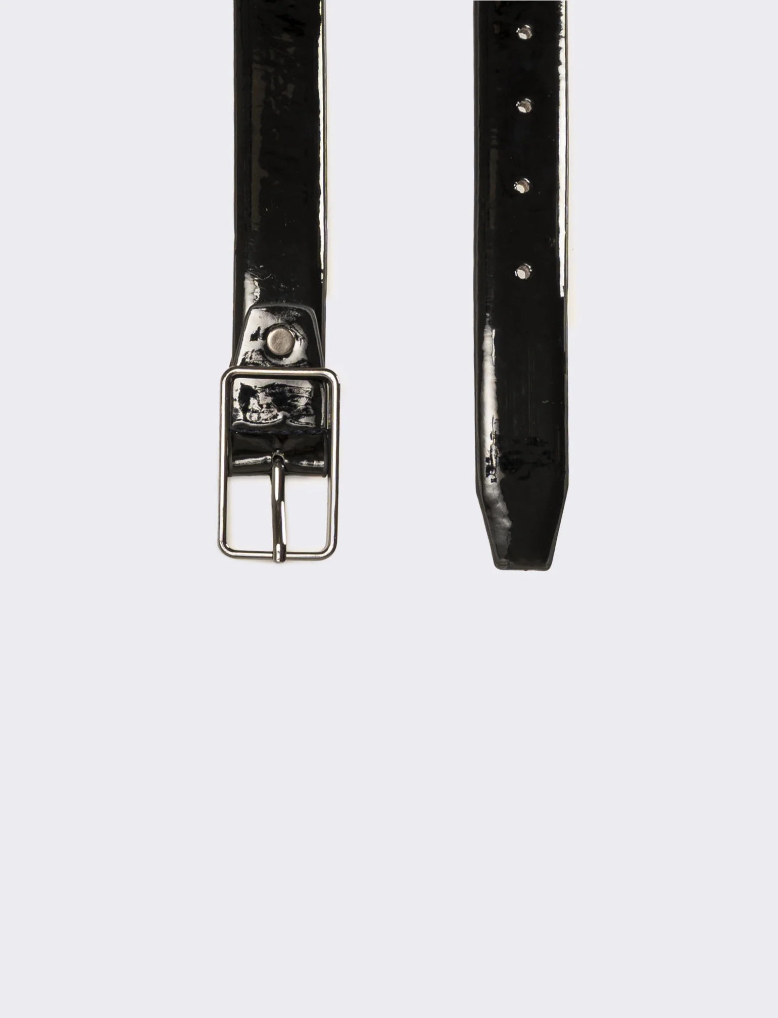 Cintura uomo in vernice sottile - Nero-grigio - Image 2