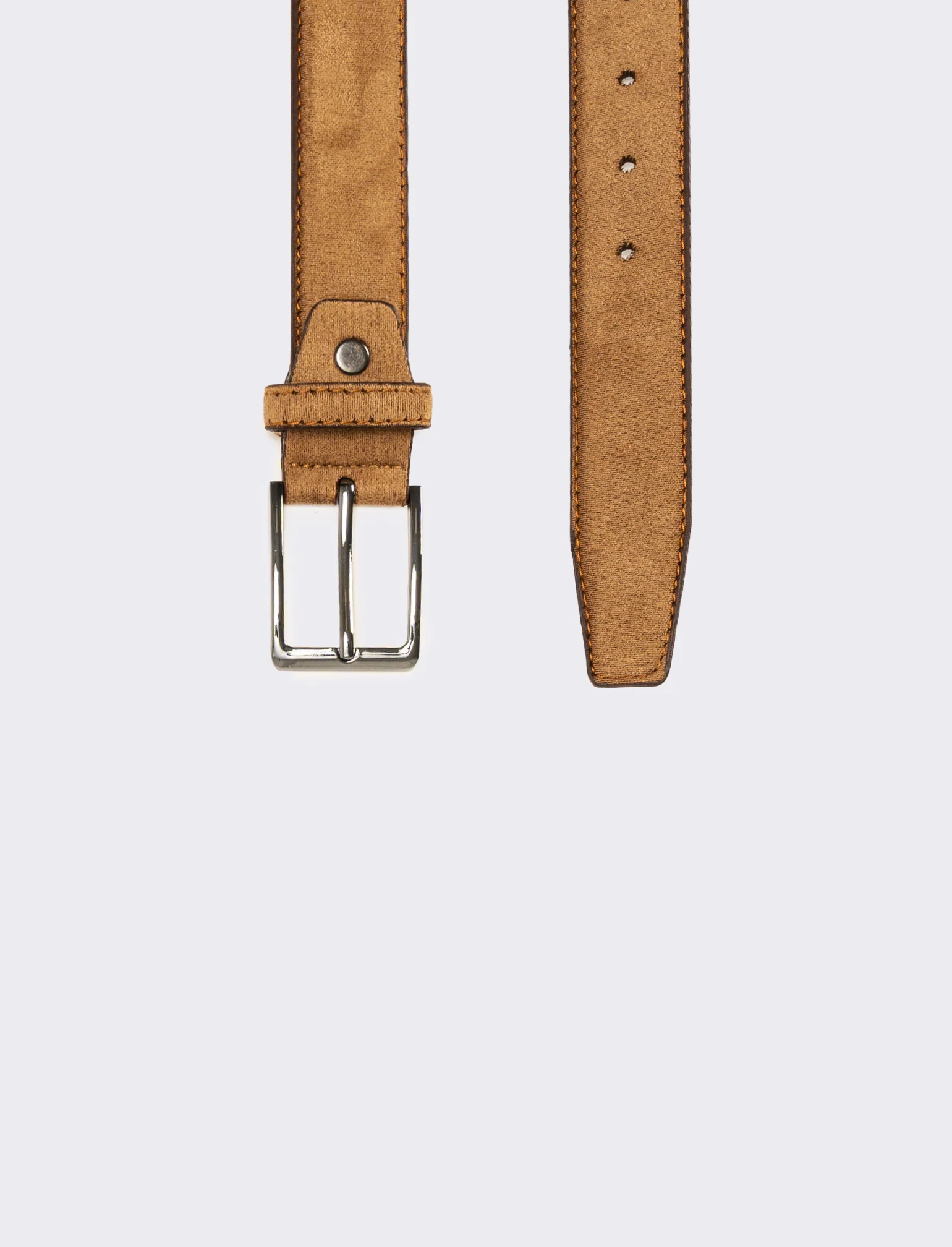 Cintura uomo suede con fibbia opaca - Marrone - Image 2