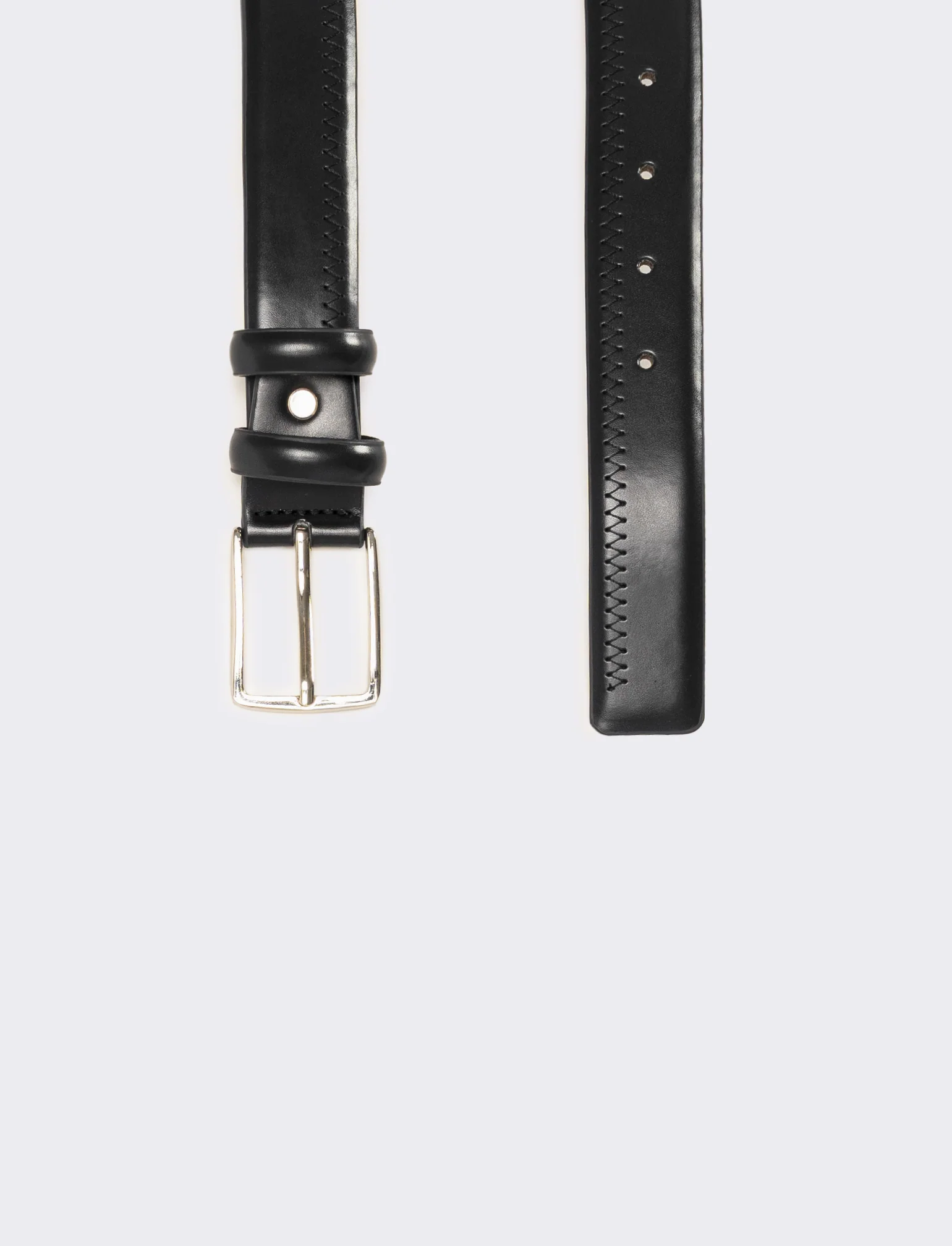Cintura uomo zig zag con 2 passanti h 3,5 cm - Nero - Image 2