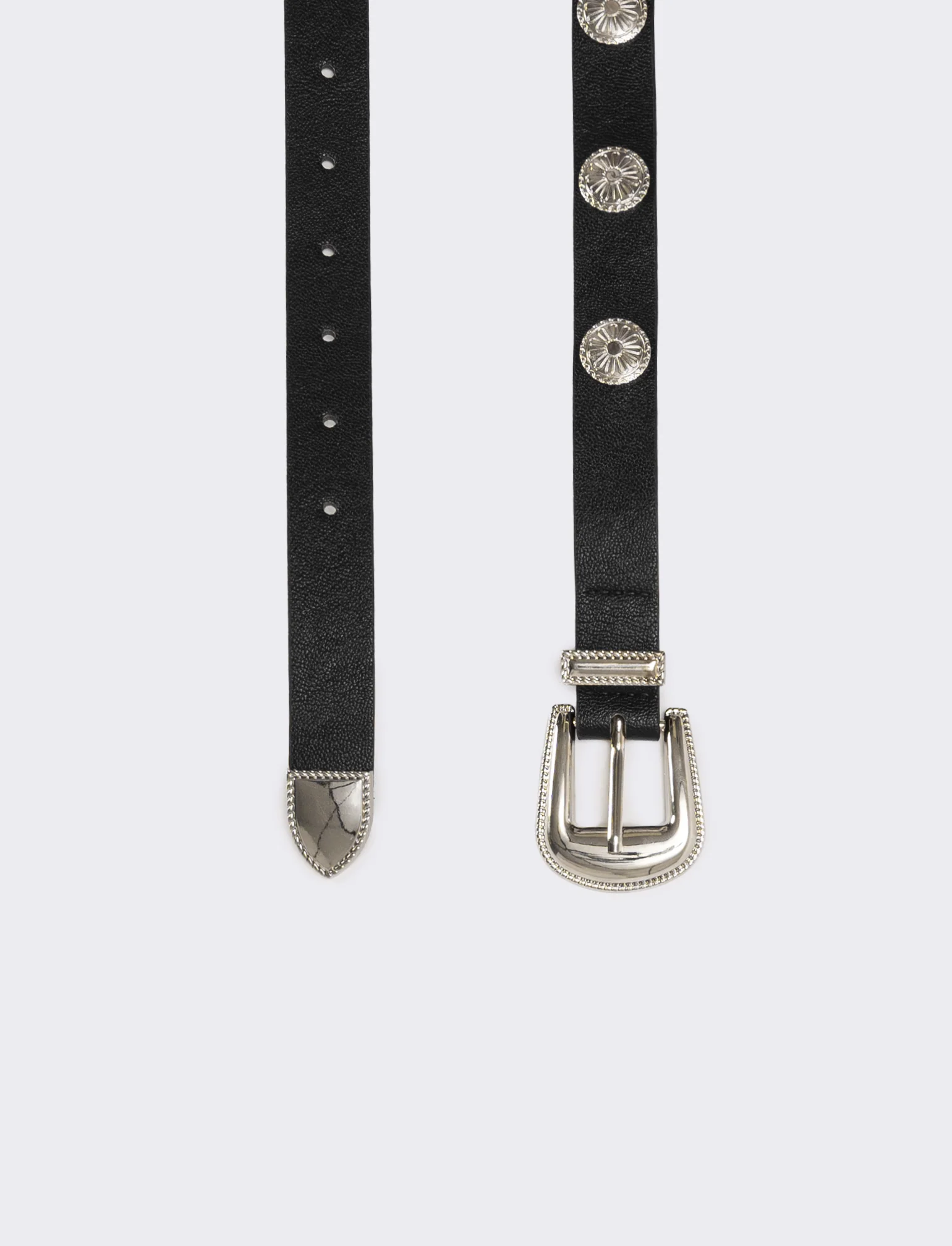 Cinture donna con borchie e puntale in metallo - Nero - Image 2