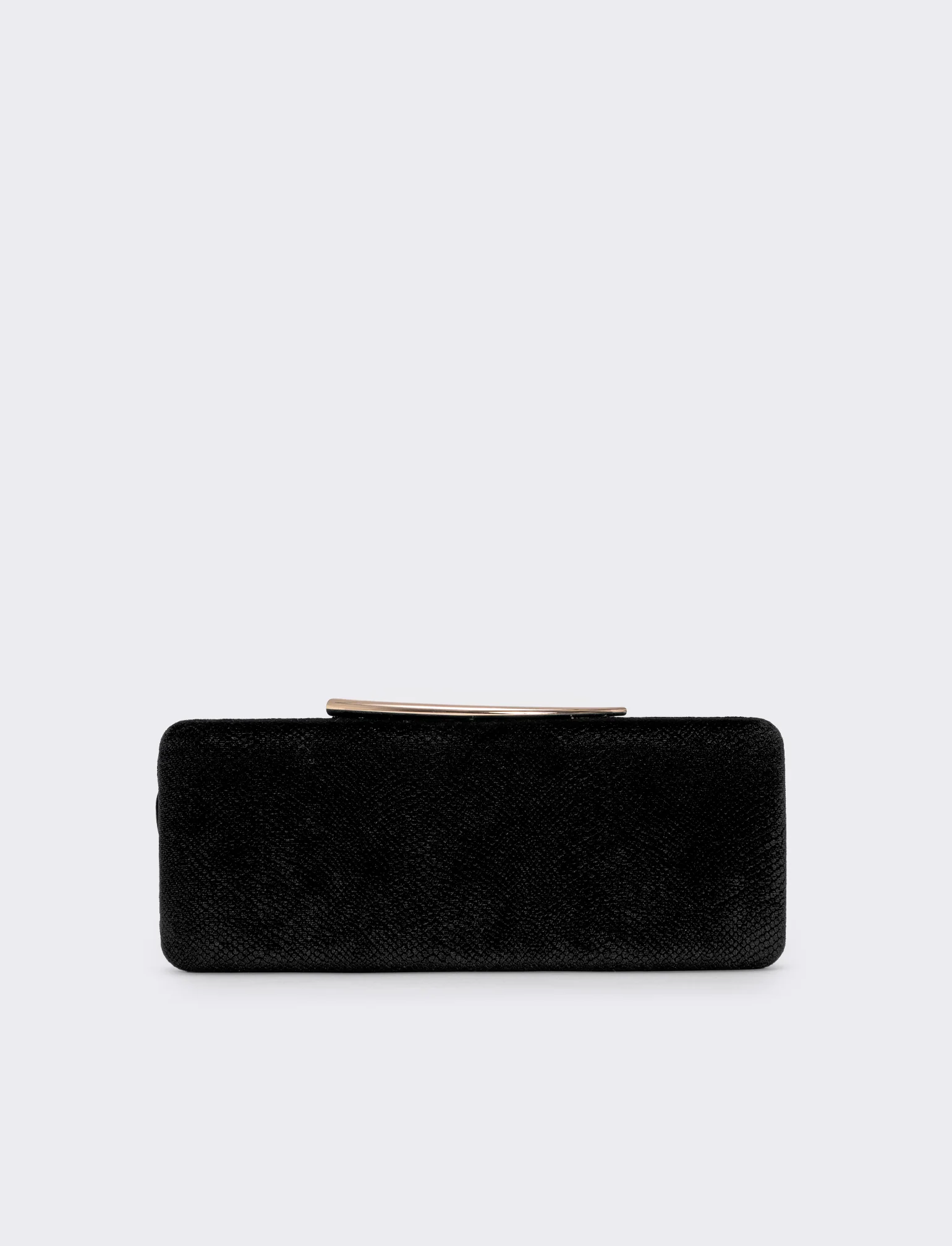 Clutch rigida in velluto pitonato - Nero