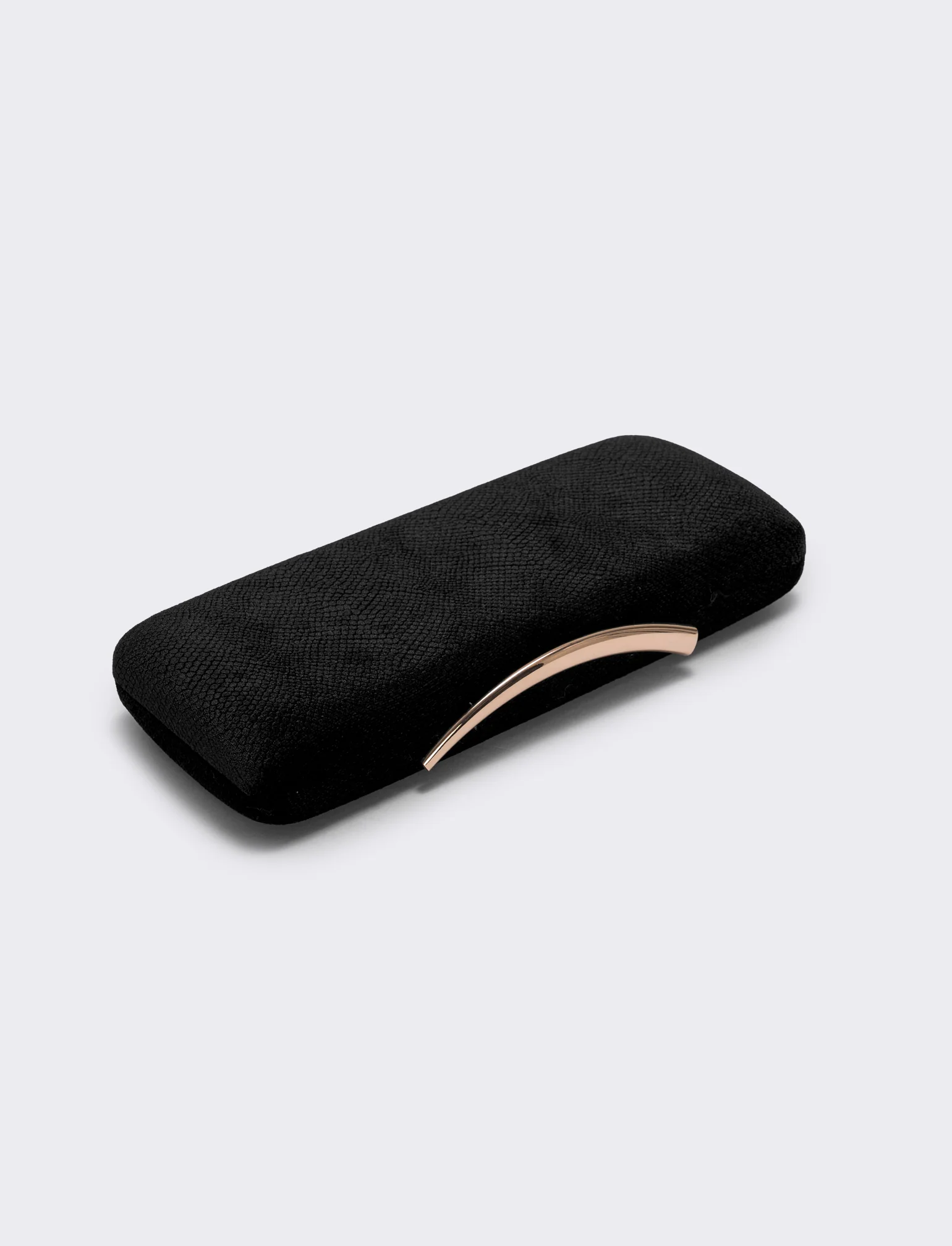 Clutch rigida in velluto pitonato - Nero - Image 2