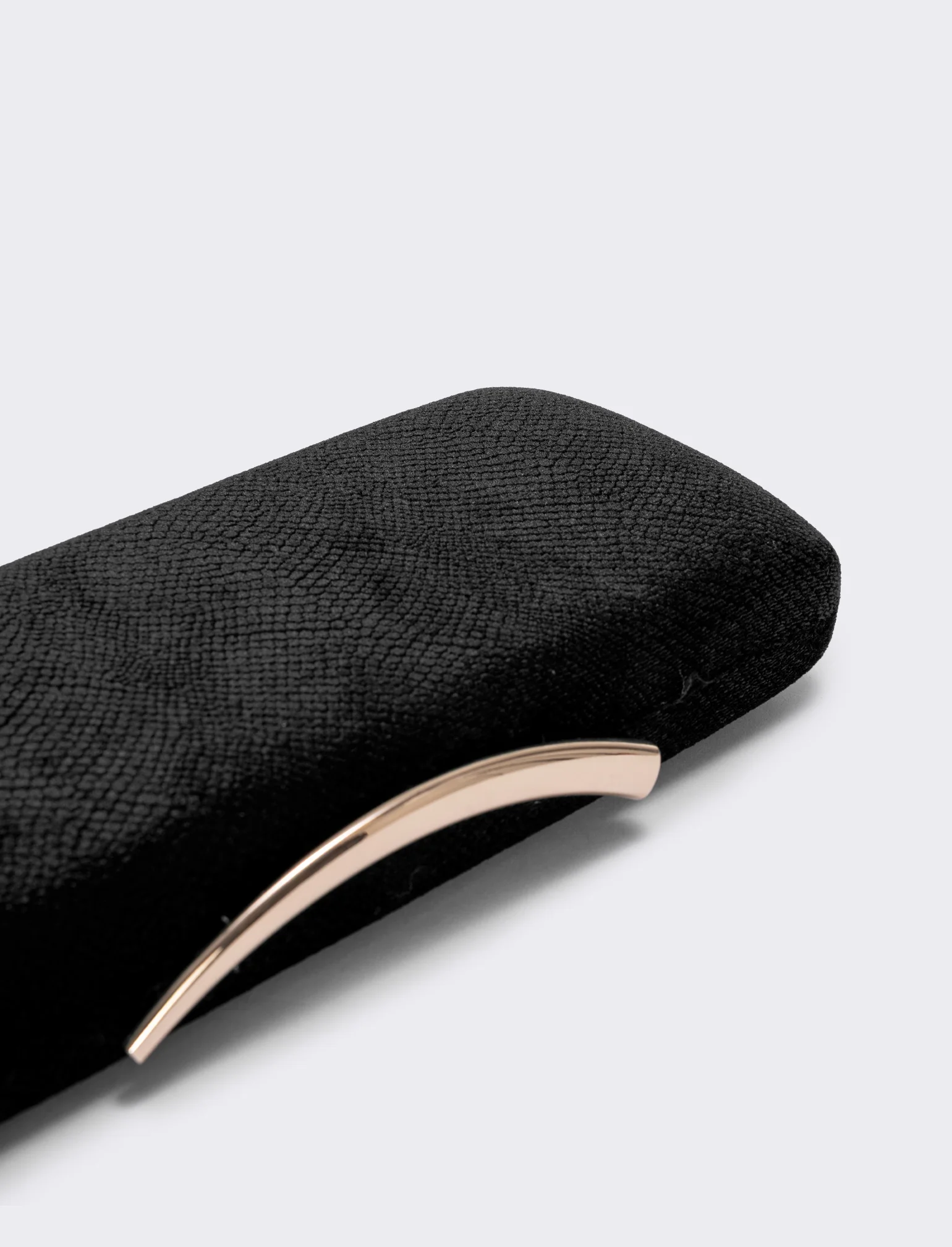 Clutch rigida in velluto pitonato - Nero - Image 3