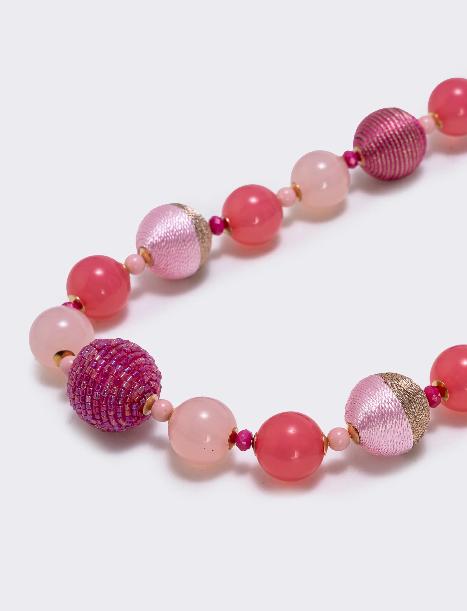 Collana a sfere in conteria elegante - Fuxia - Image 2