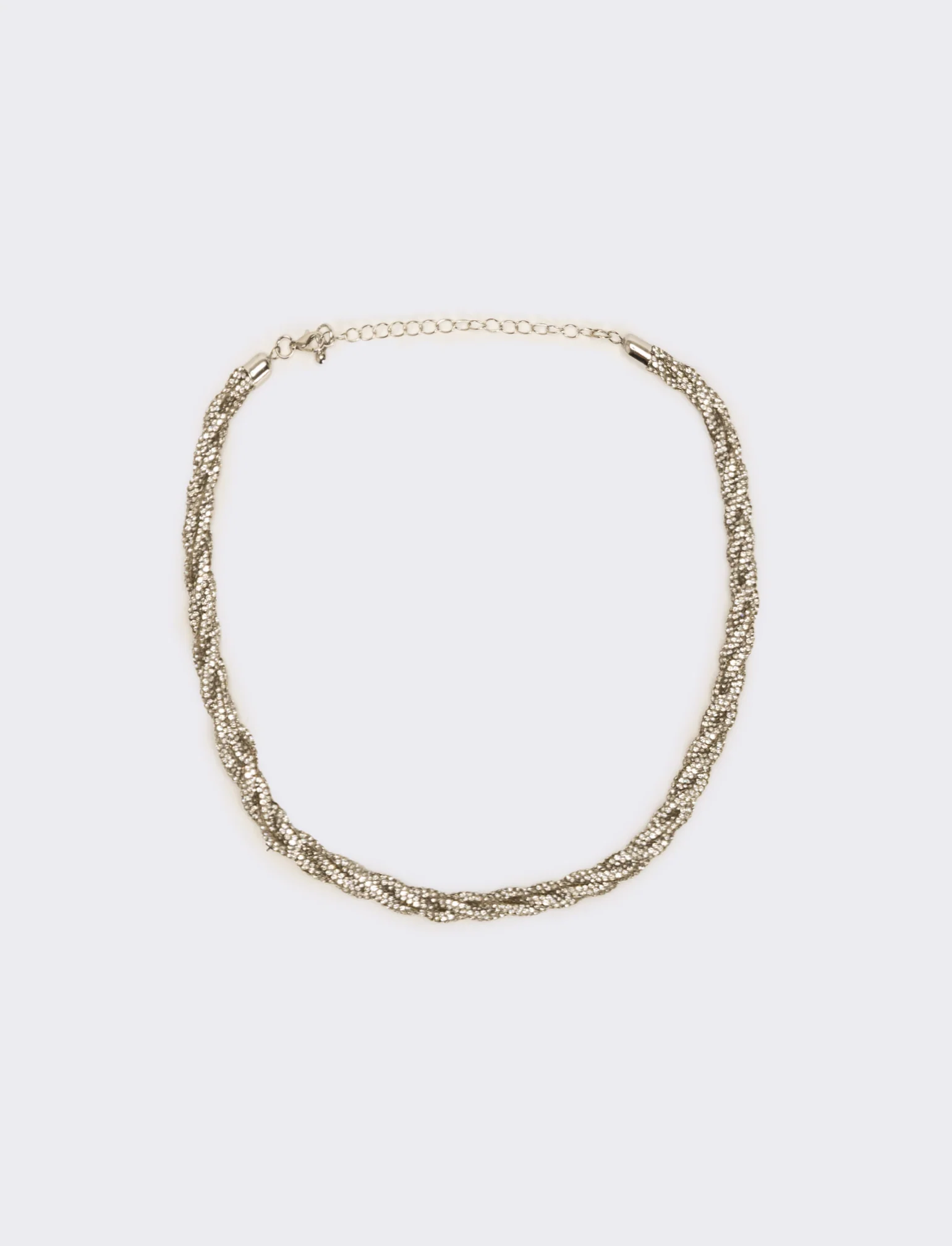 Collana a treccia con strass - Argento