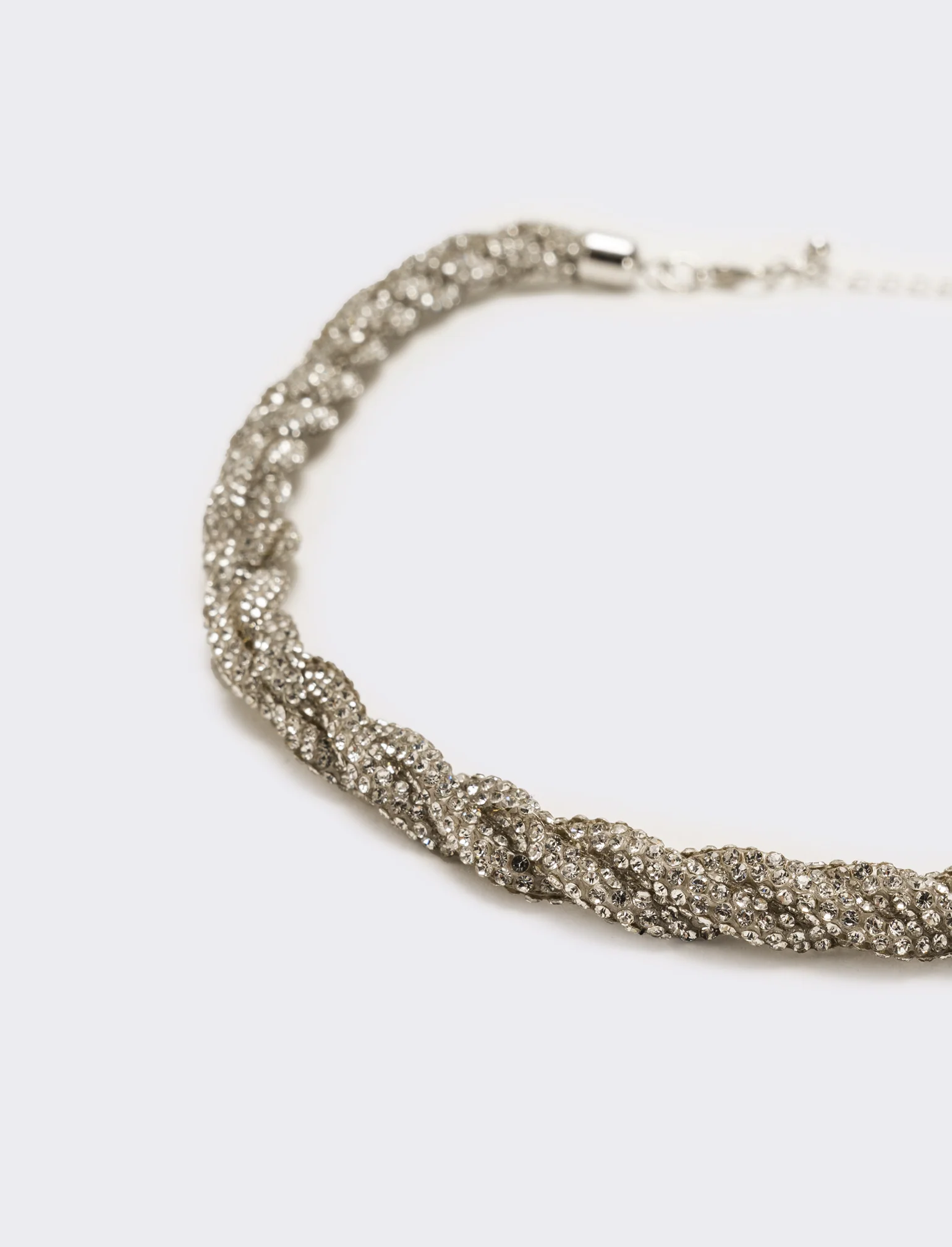 Collana a treccia con strass - Argento - Image 3