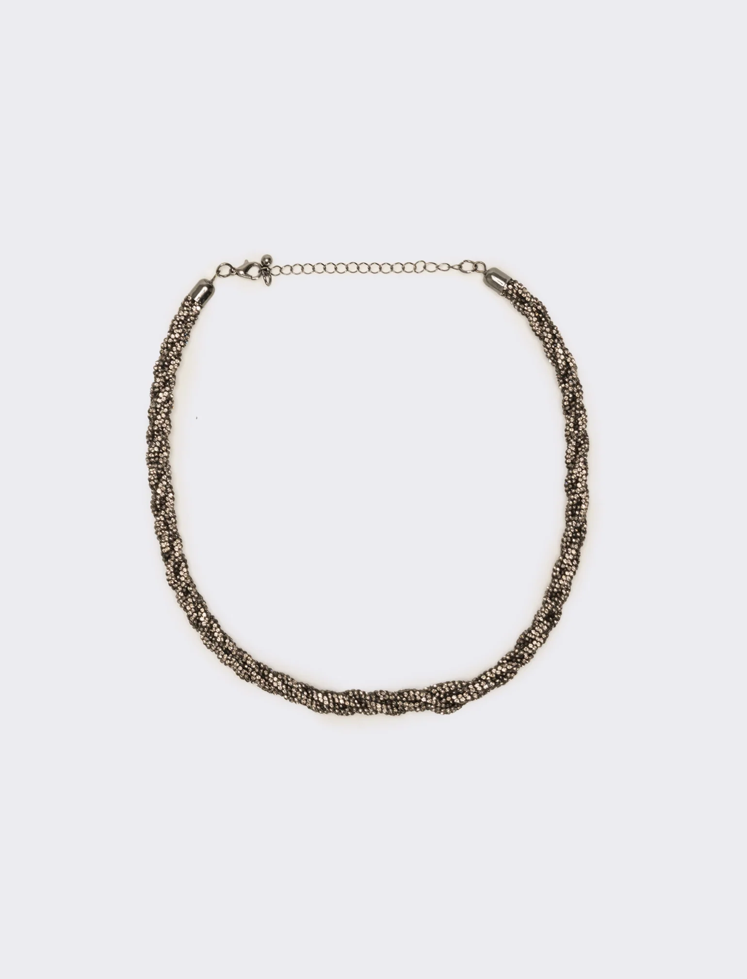 Collana a treccia con strass - Nero