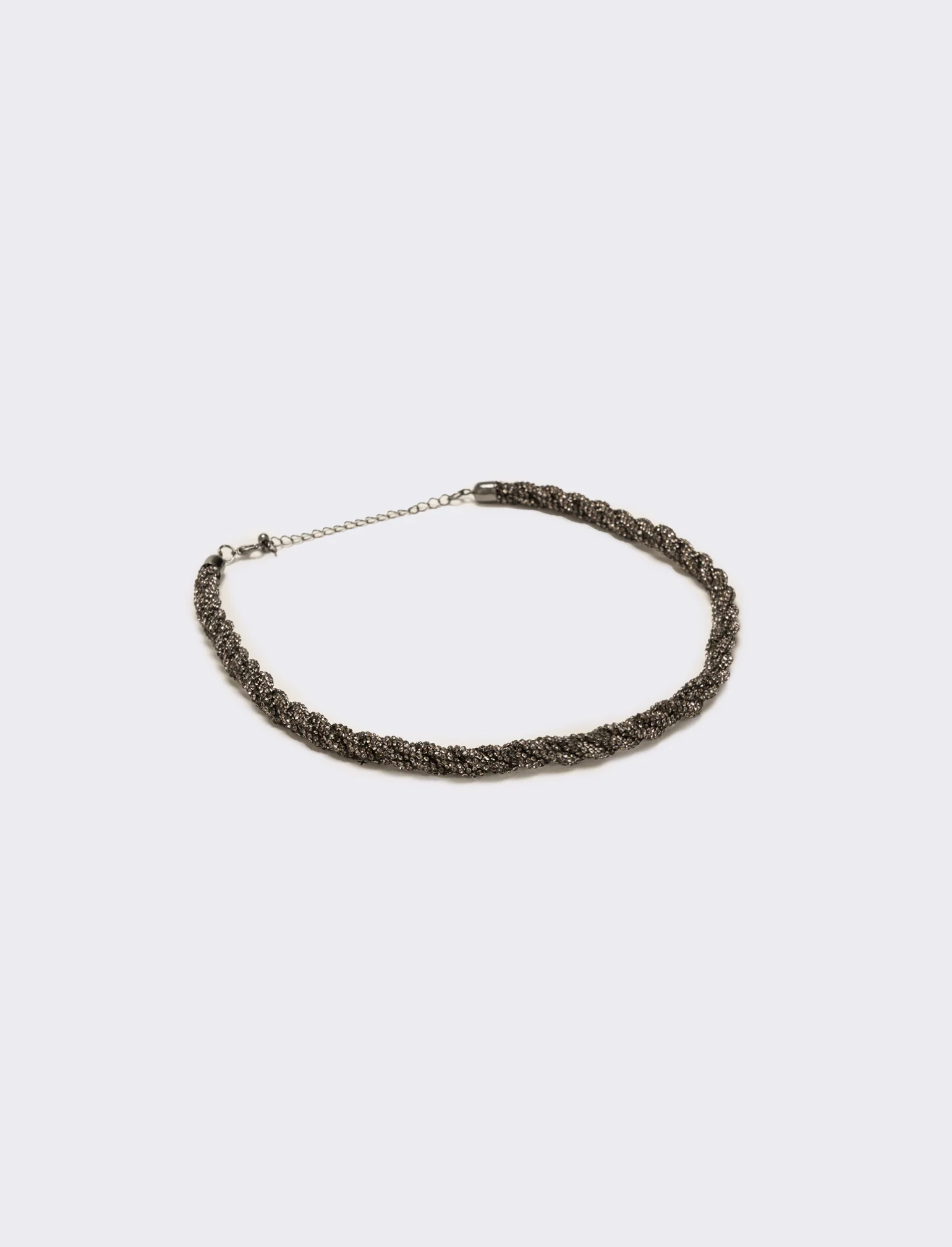 Collana a treccia con strass - Nero - Image 2
