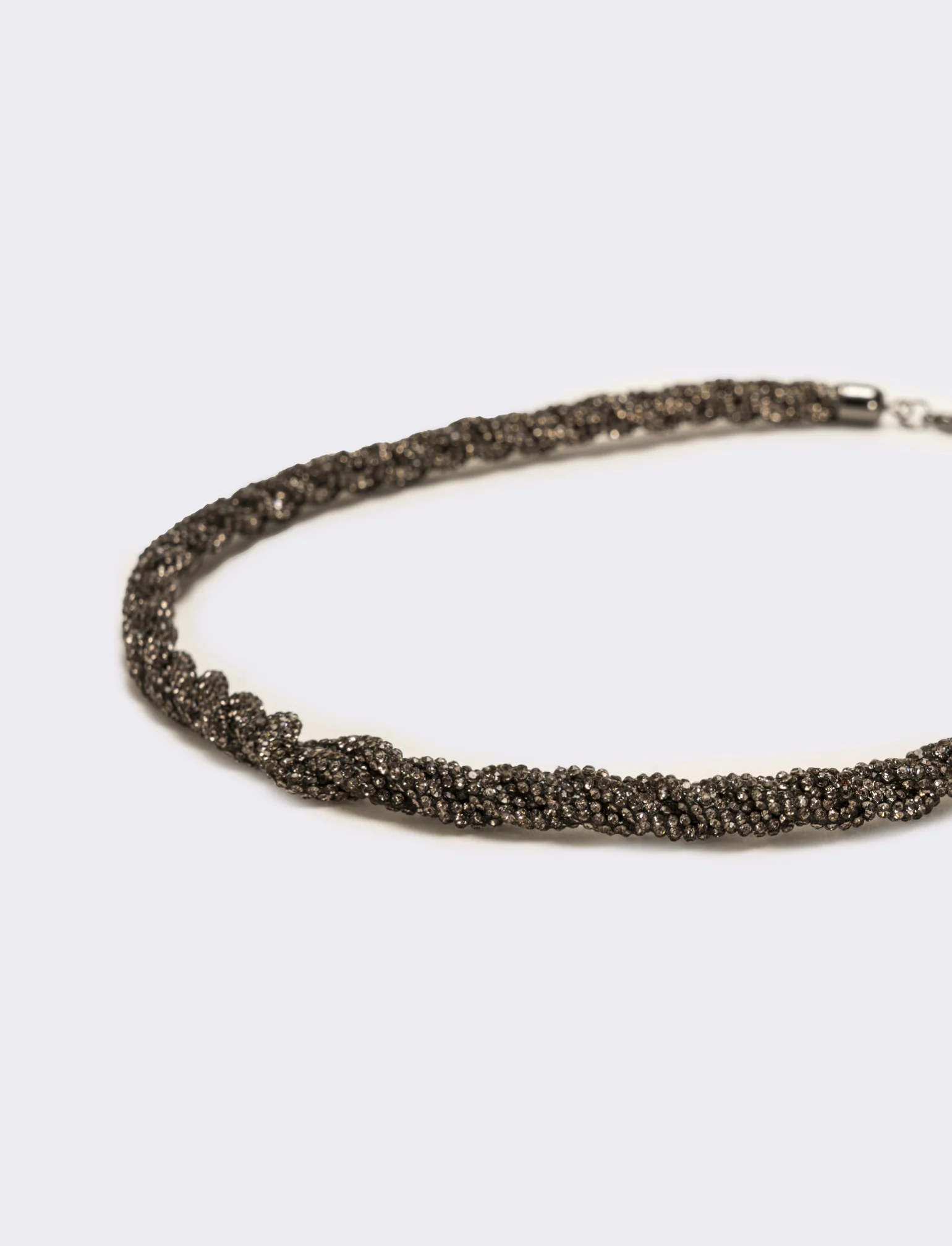 Collana a treccia con strass - Nero - Image 3