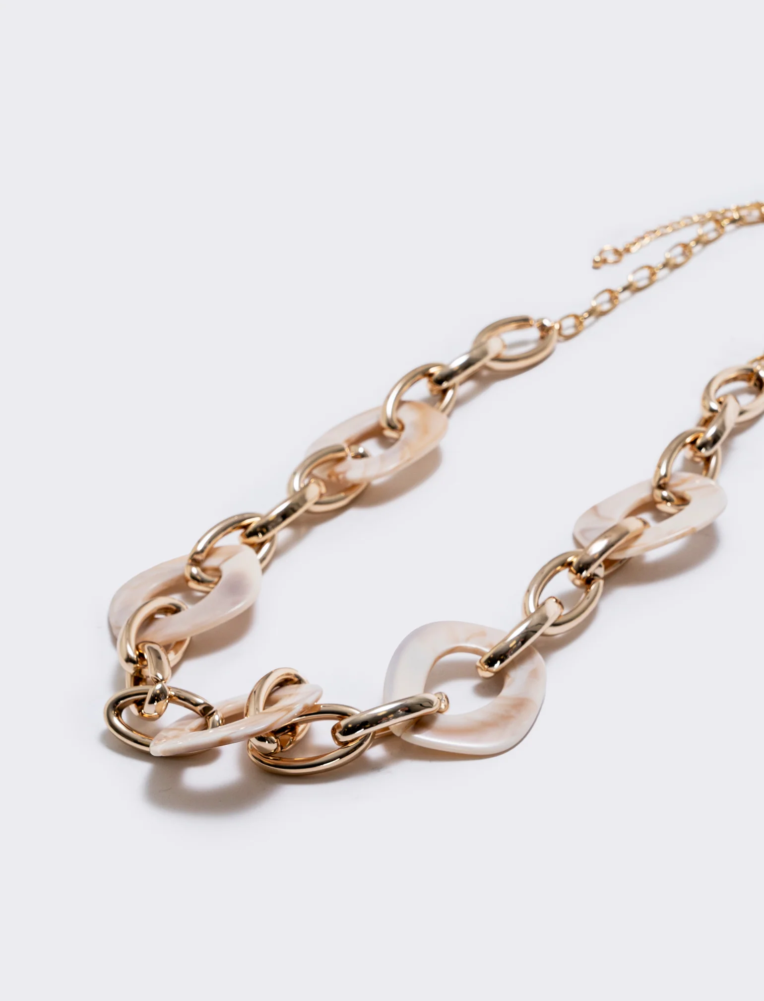 Collana catena con cerchi e pietre - Beige - Image 2