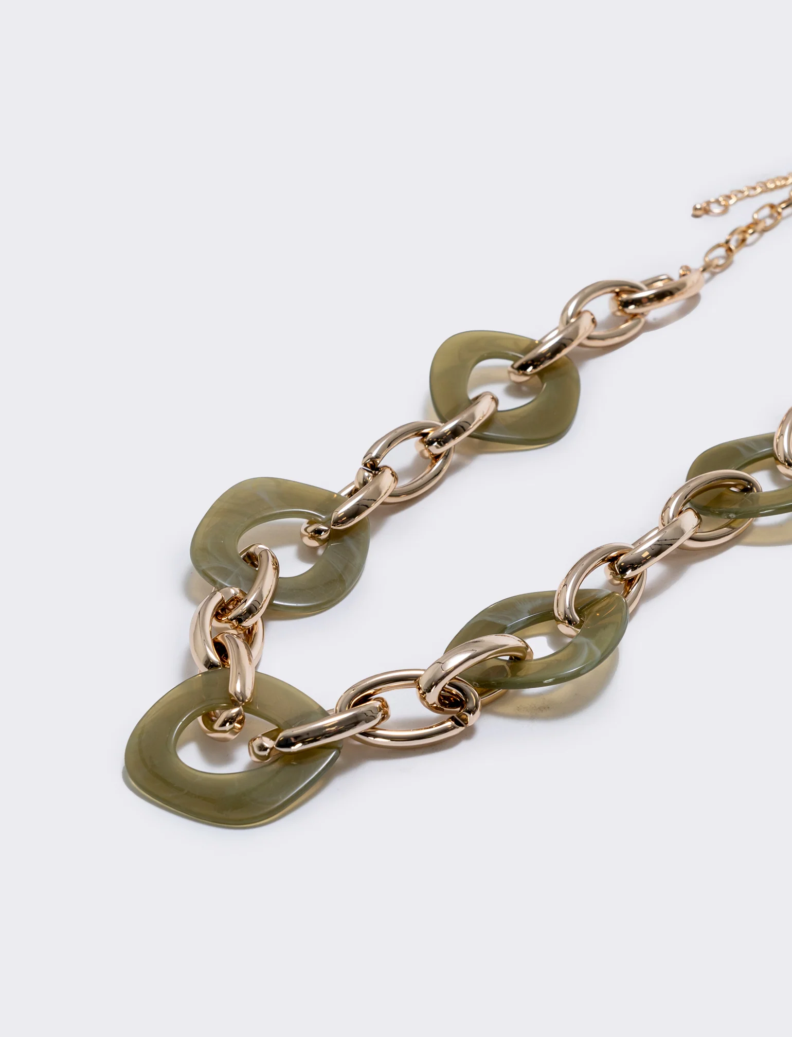 Collana catena con cerchi e pietre - Verde - Image 2