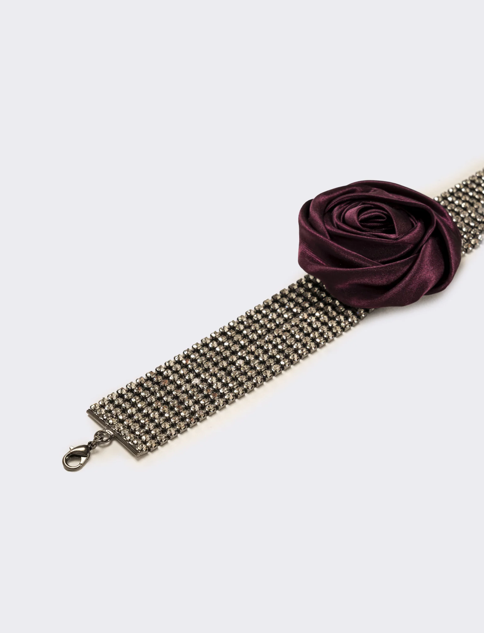 Collana chocker con strass e rosa in tessuto - Viola - Image 2