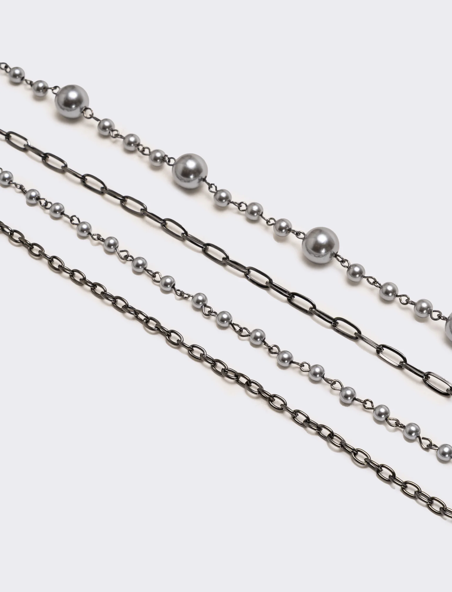 Collana con 4 catene e 2 fili di perle - canna di fucile - Image 3