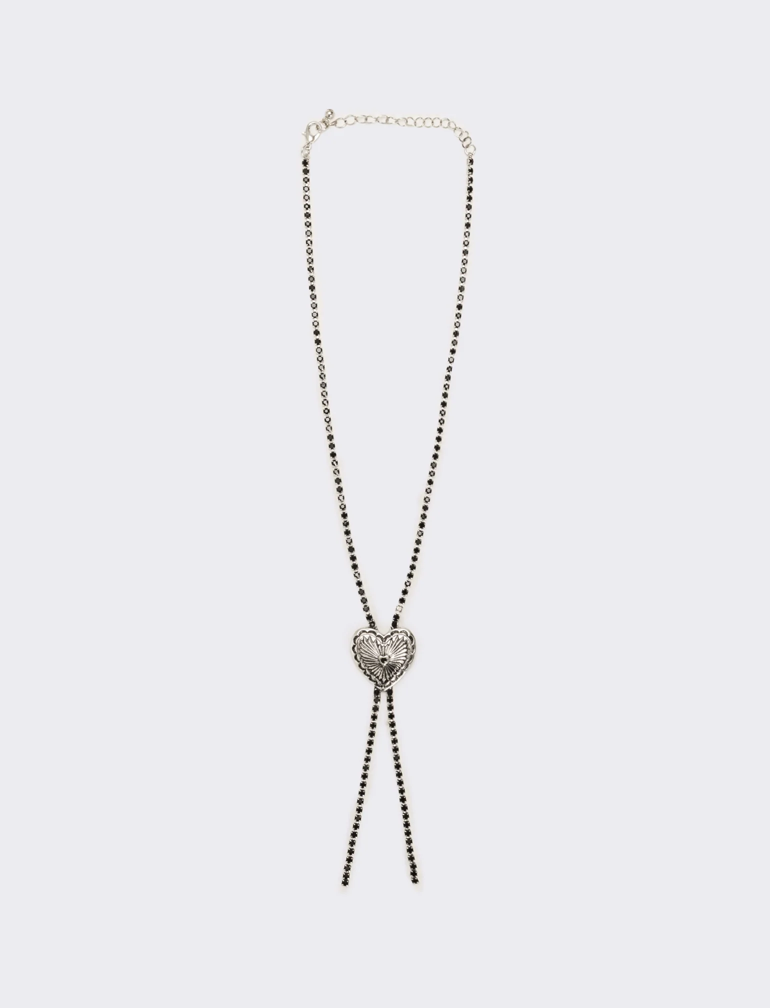 Collana con cuore e strass - Nero