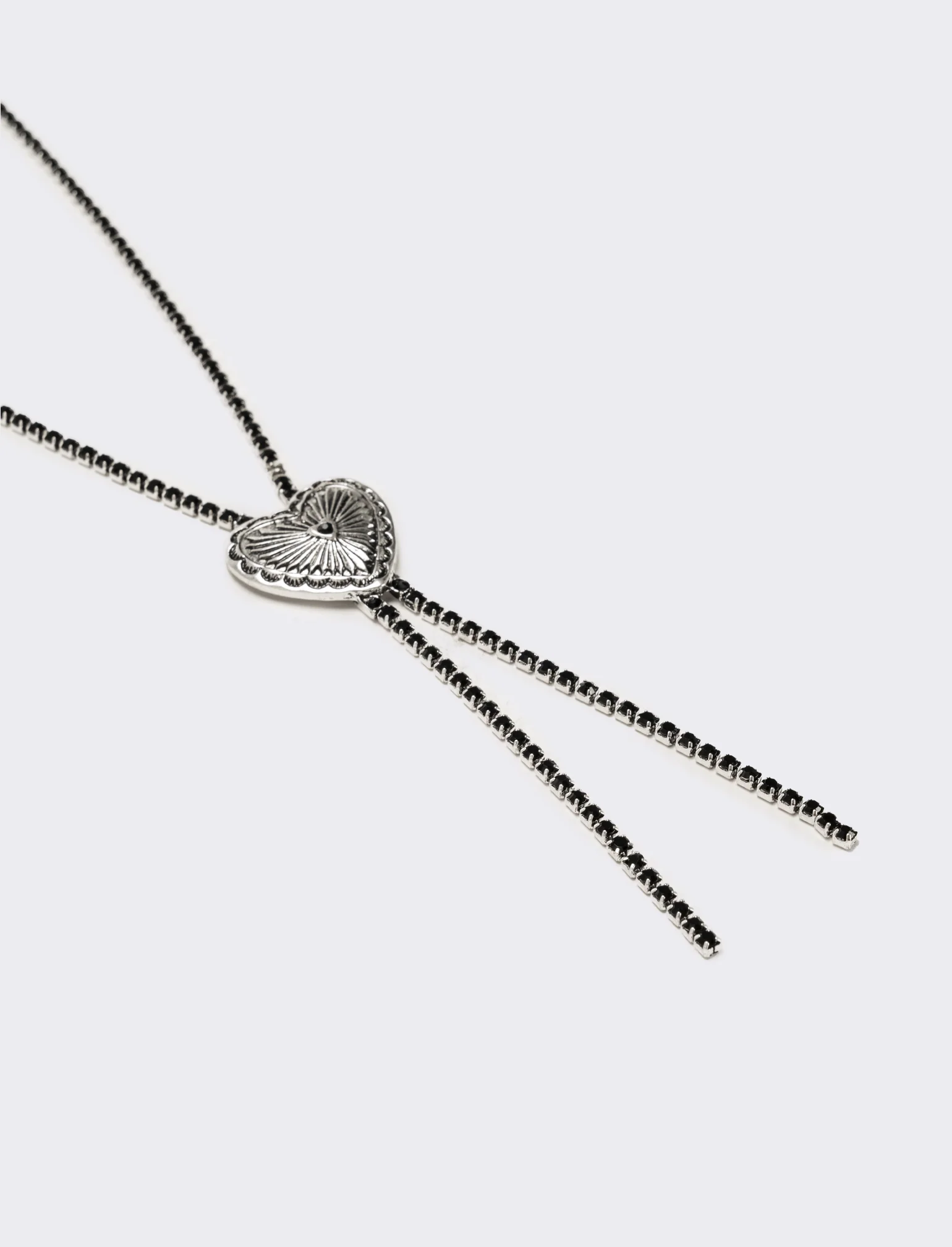 Collana con cuore e strass - Nero - Image 3
