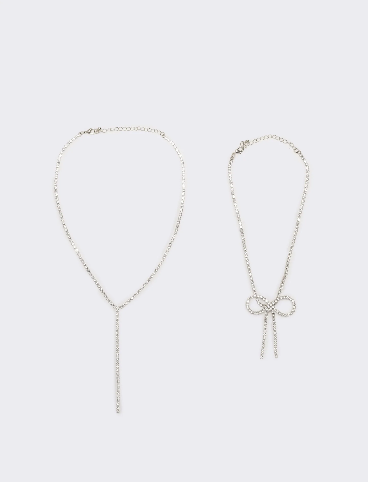 Collana con fiocco strass - Argento