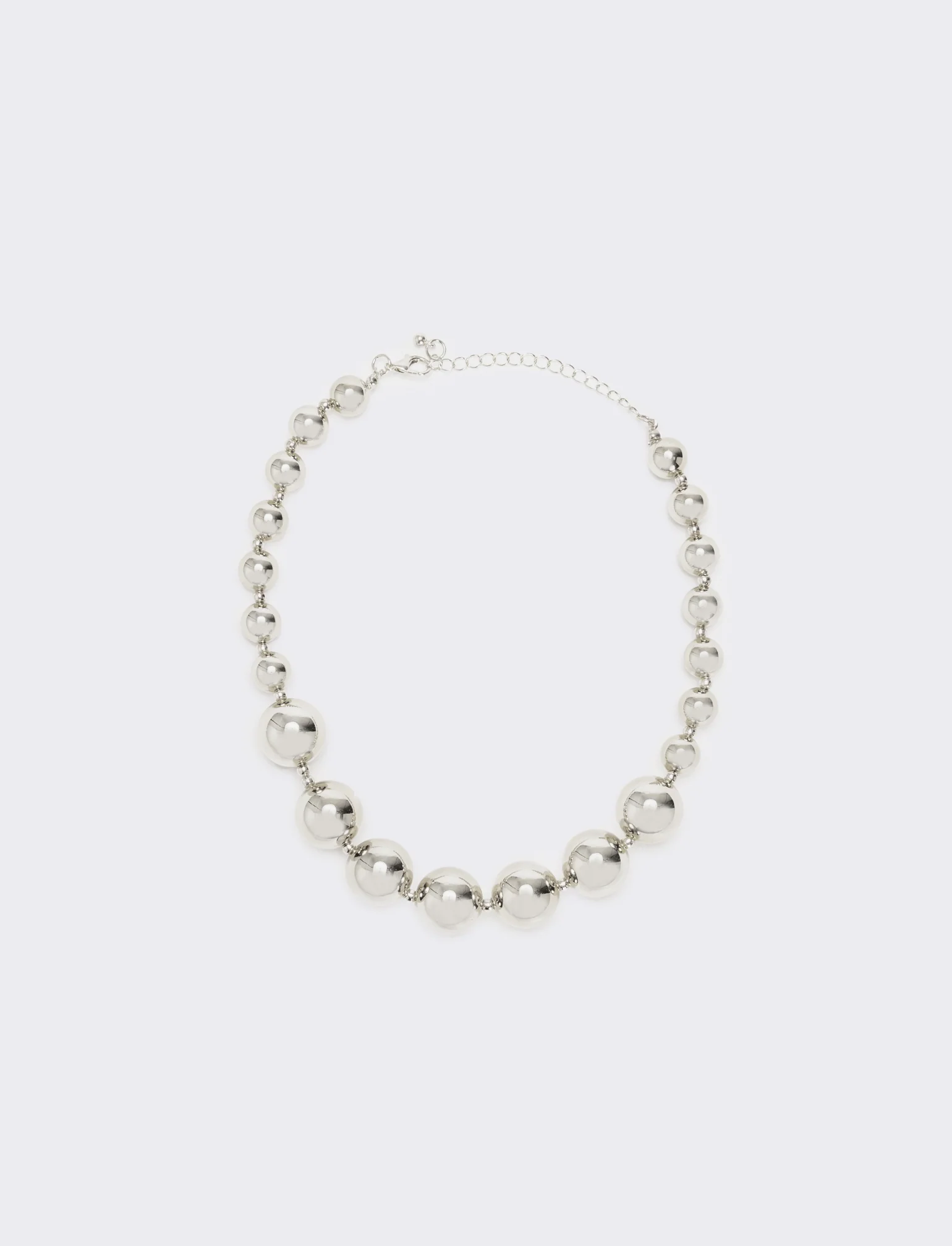 Collana con perle metal di varie dimensioni - Argento