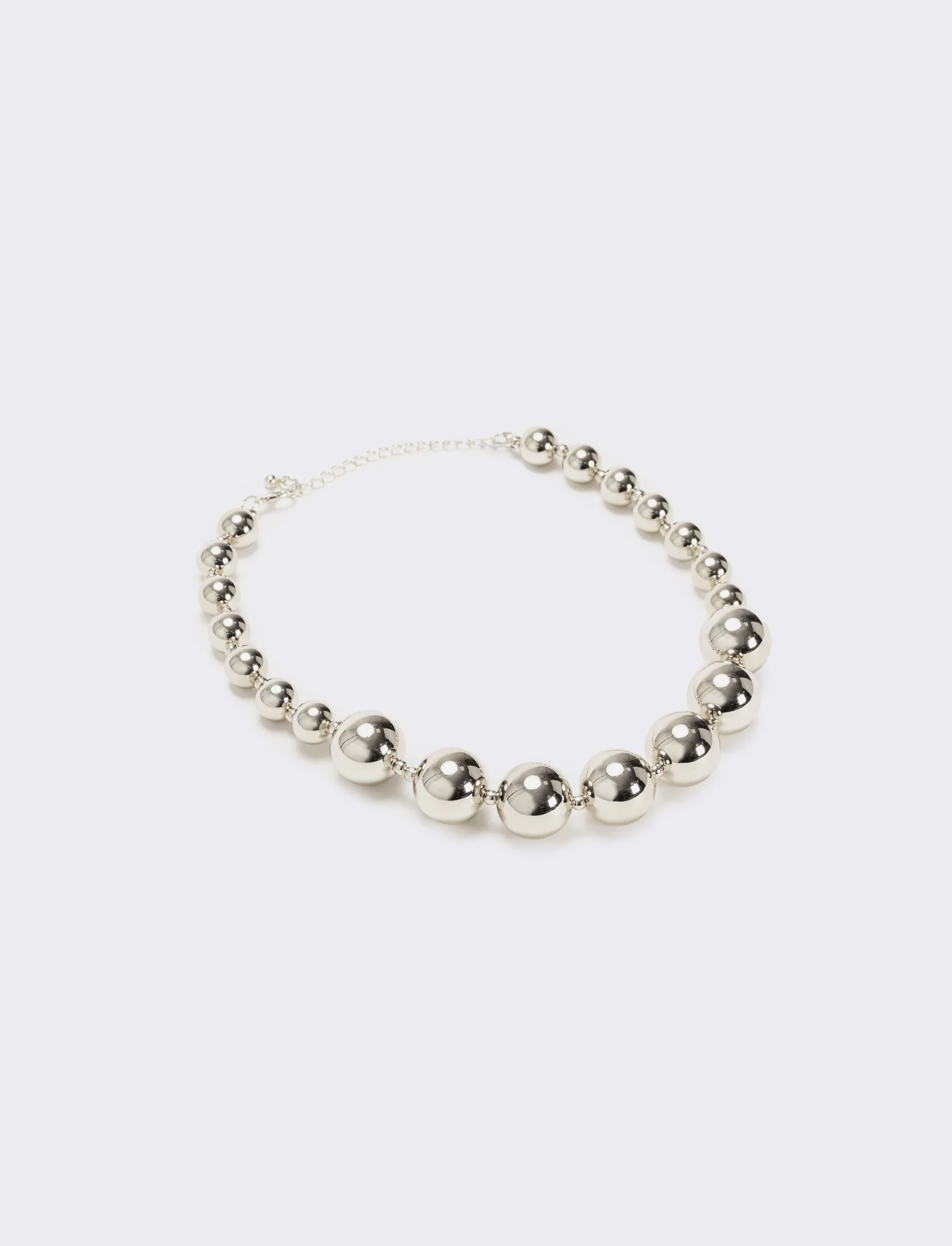 Collana con perle metal di varie dimensioni - Argento - Image 2