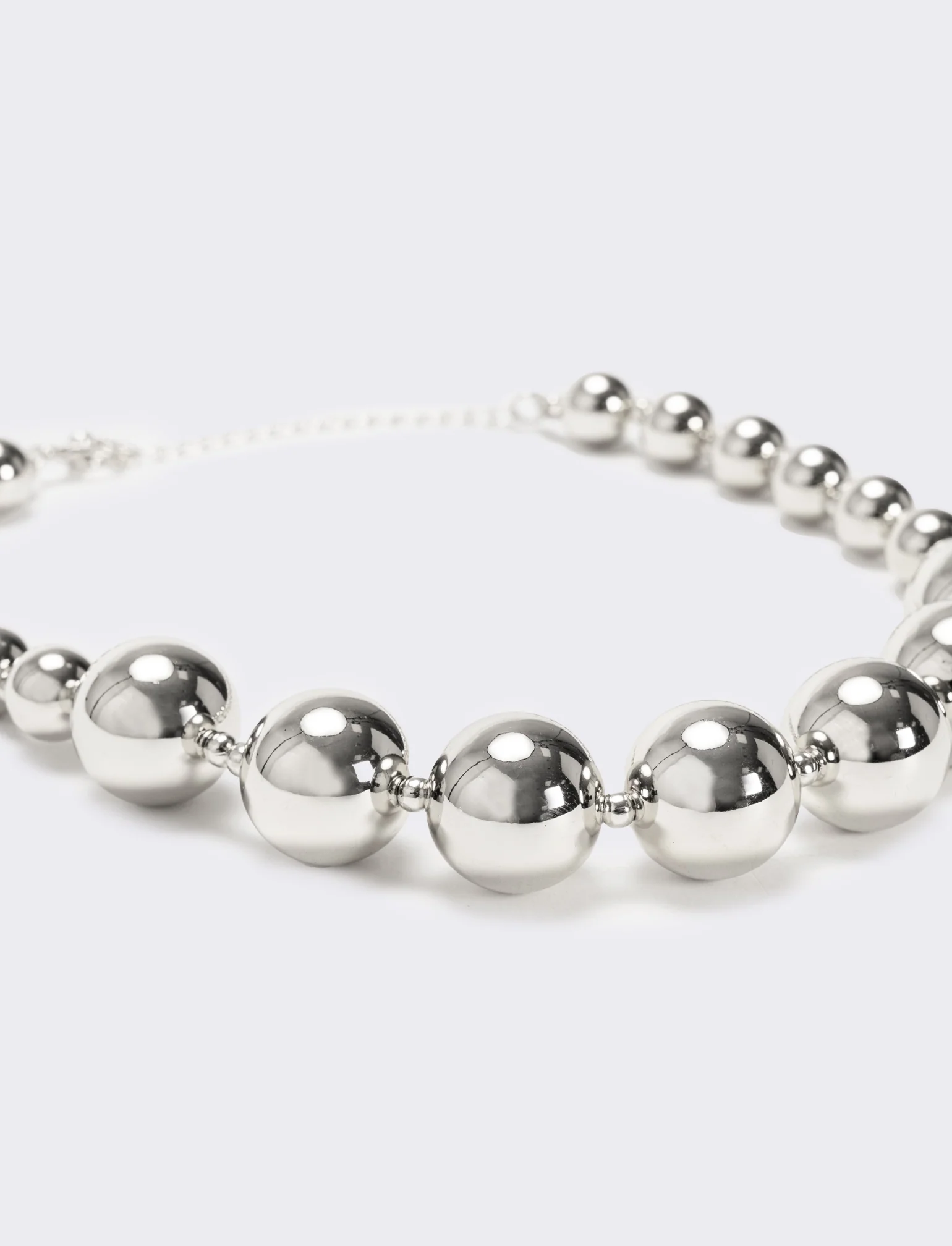 Collana con perle metal di varie dimensioni - Argento - Image 3